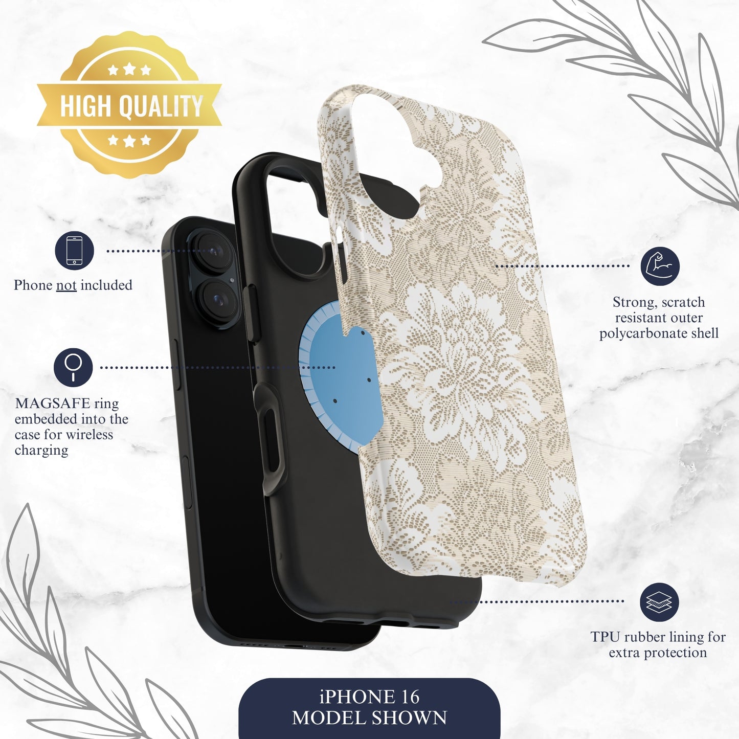 Keepsake Lace - Magsafe iPhone Case Phone Case-aesthetic phone case-shockproof phone case-cute phone case-designer phone case-elegant phone case-luxury phone case-phone accessories-fashion accessory