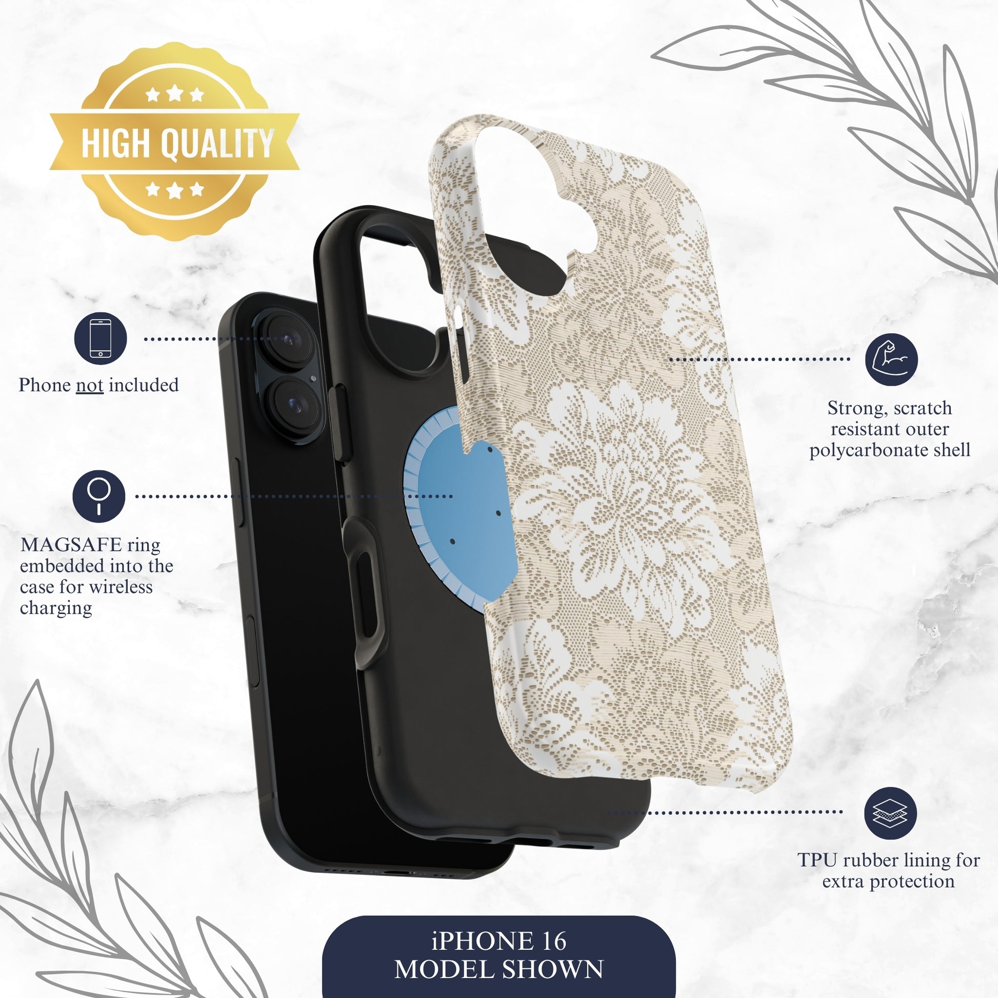 Keepsake Lace - Magsafe iPhone Case Phone Case-aesthetic phone case-shockproof phone case-cute phone case-designer phone case-elegant phone case-luxury phone case-phone accessories-fashion accessory