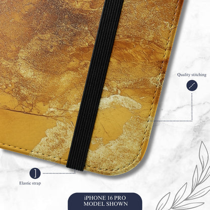 Snowgold - iPhone Flip Case Wallet, Leather Folio Case Phone Case-aesthetic phone case-shockproof phone case-cute phone case-designer phone case-elegant phone case-luxury phone case-phone accessories-fashion accessory