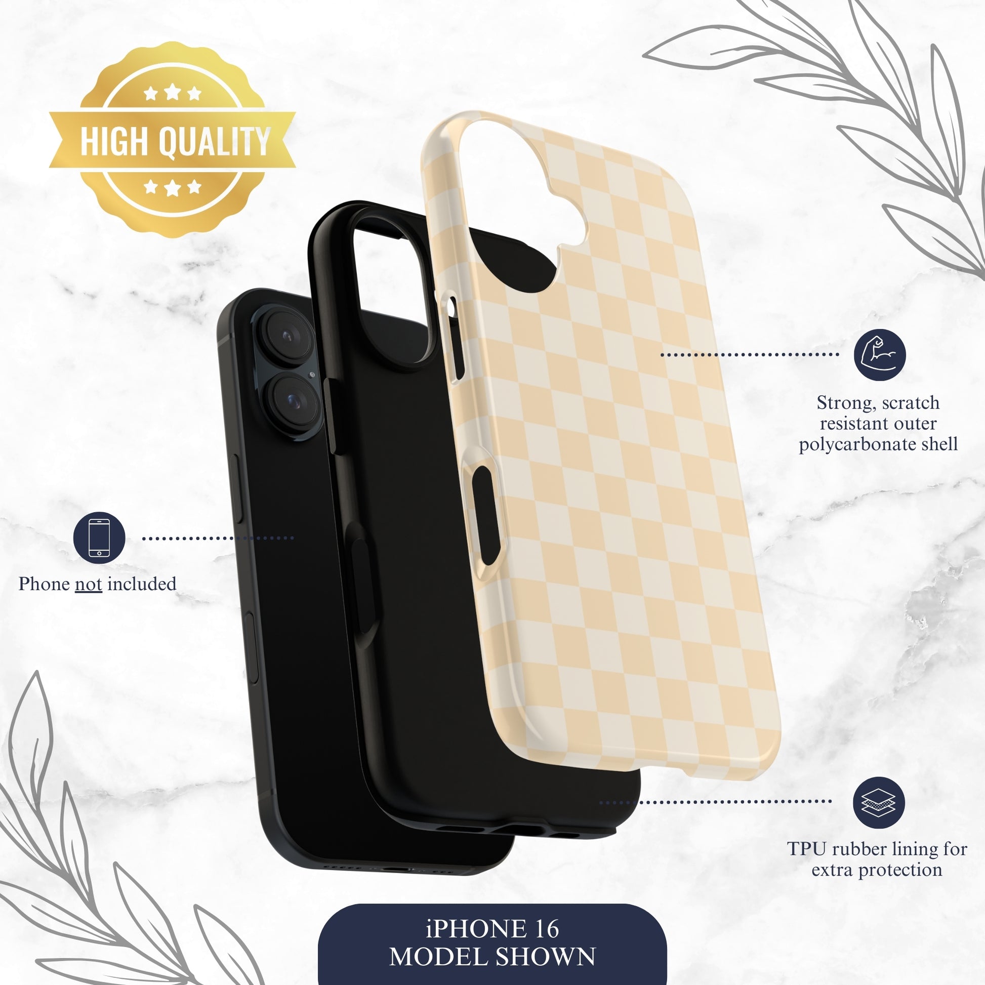 Tan Check - iPhone Case Phone Case-aesthetic phone case-shockproof phone case-cute phone case-designer phone case-elegant phone case-luxury phone case-phone accessories-fashion accessory
