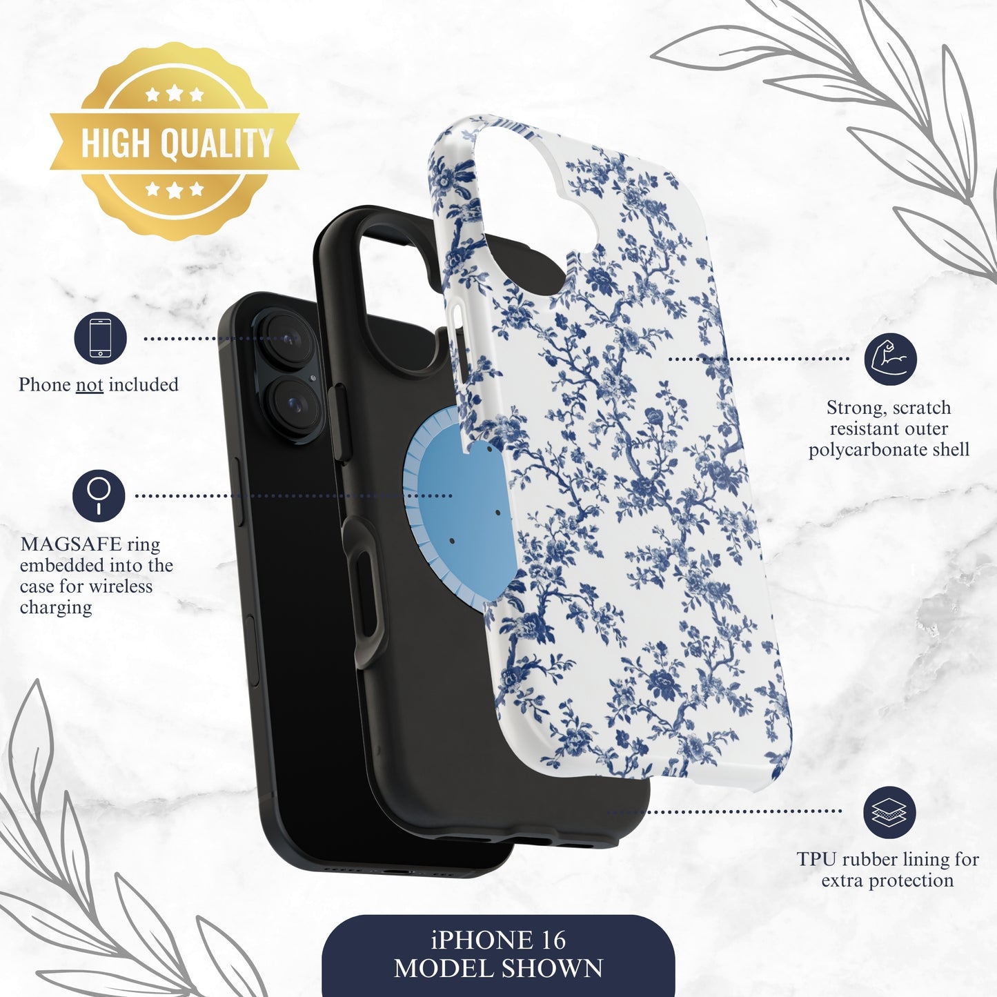 Frosted Toile - Magsafe iPhone Case Phone Case-aesthetic phone case-shockproof phone case-cute phone case-designer phone case-elegant phone case-luxury phone case-phone accessories-fashion accessory