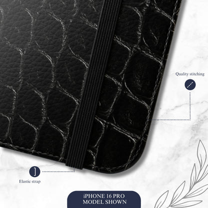 Black Viper - iPhone Flip Case Wallet, Leather Folio Case Phone Case-aesthetic phone case-shockproof phone case-cute phone case-designer phone case-elegant phone case-luxury phone case-phone accessories-fashion accessory