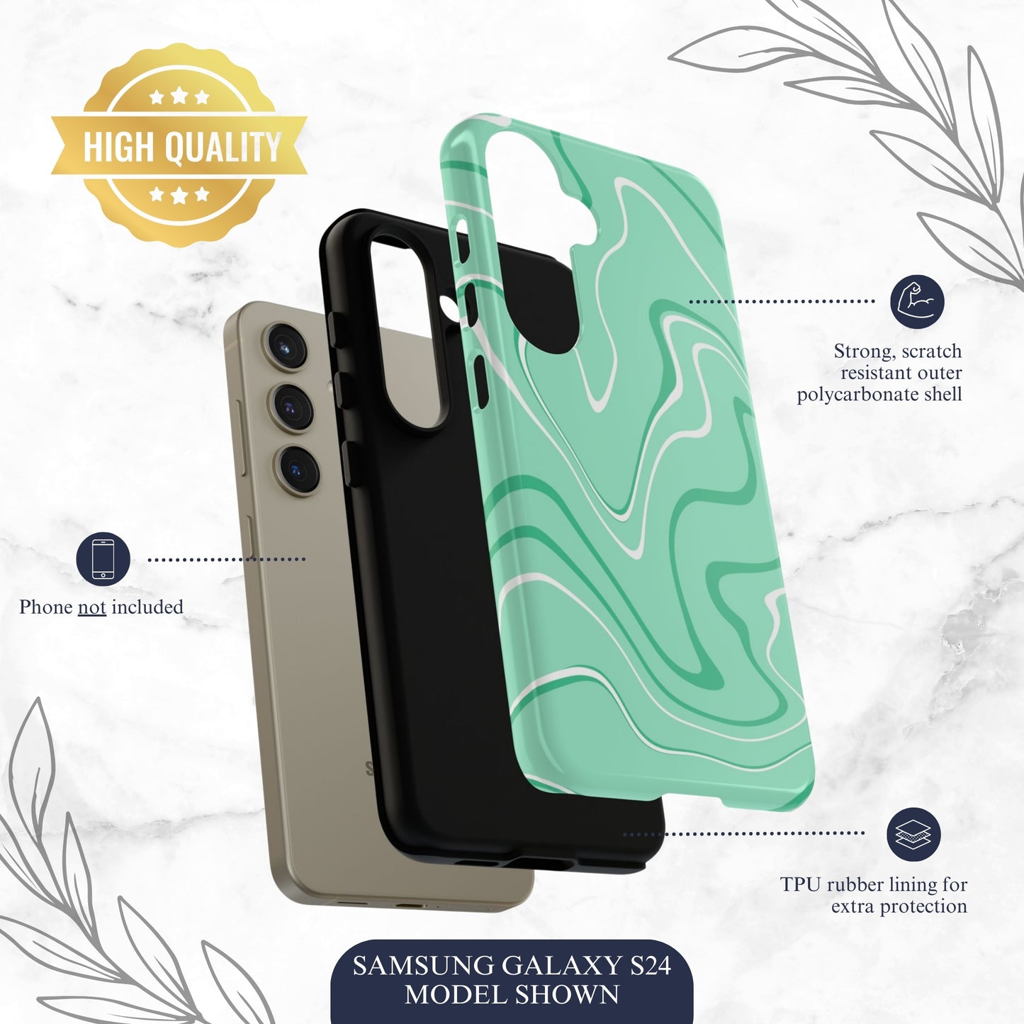 Seafoam Swish - Samsung Galaxy Case Phone Case-aesthetic phone case-shockproof phone case-cute phone case-designer phone case-elegant phone case-luxury phone case-phone accessories-fashion accessory