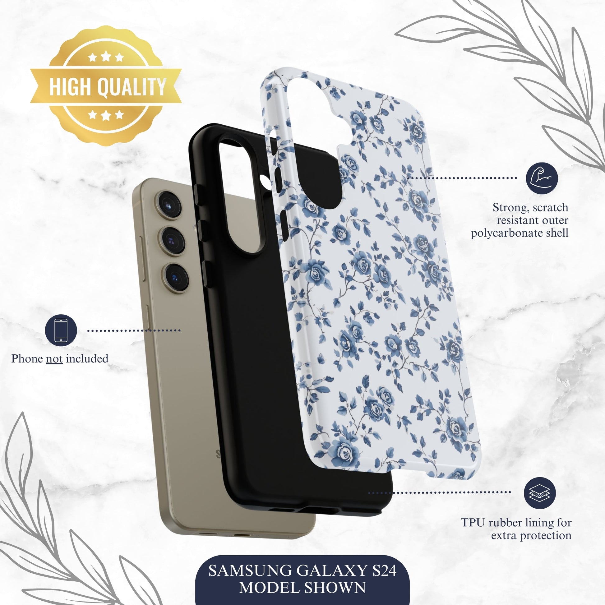 Porcelain Petals - Samsung Galaxy Case Phone Case-aesthetic phone case-shockproof phone case-cute phone case-designer phone case-elegant phone case-luxury phone case-phone accessories-fashion accessory
