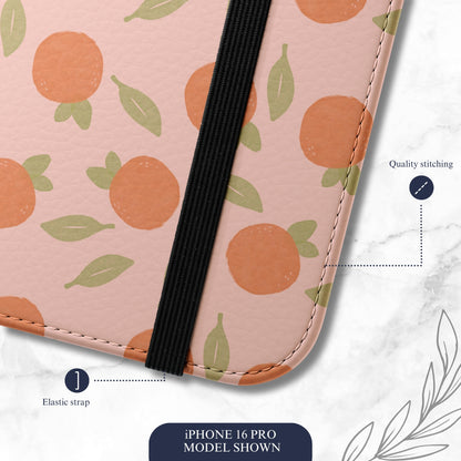 Orange Harvest - iPhone Flip Case Wallet, Leather Folio Case Phone Case-aesthetic phone case-shockproof phone case-cute phone case-designer phone case-elegant phone case-luxury phone case-phone accessories-fashion accessory