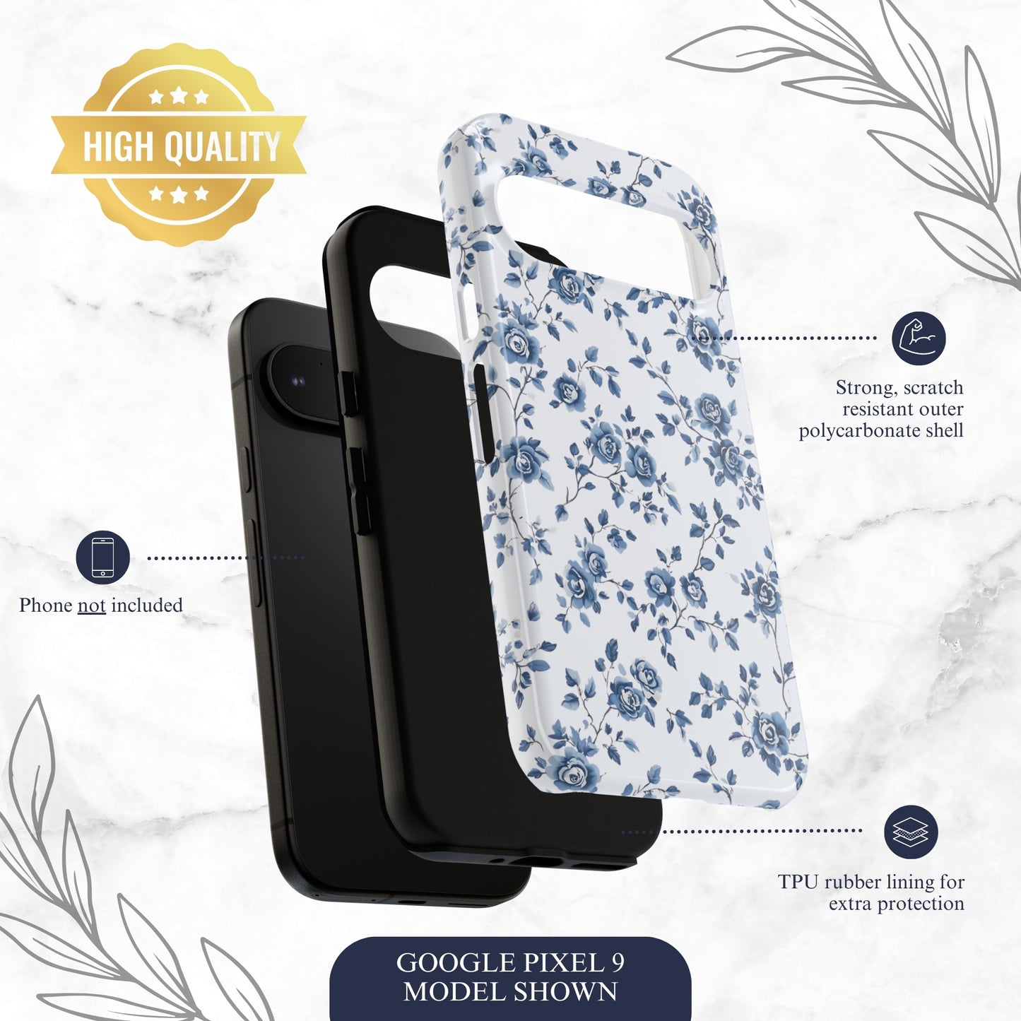 Porcelain Petals - Google Pixel Case Phone Case-aesthetic phone case-shockproof phone case-cute phone case-designer phone case-elegant phone case-luxury phone case-phone accessories-fashion accessory
