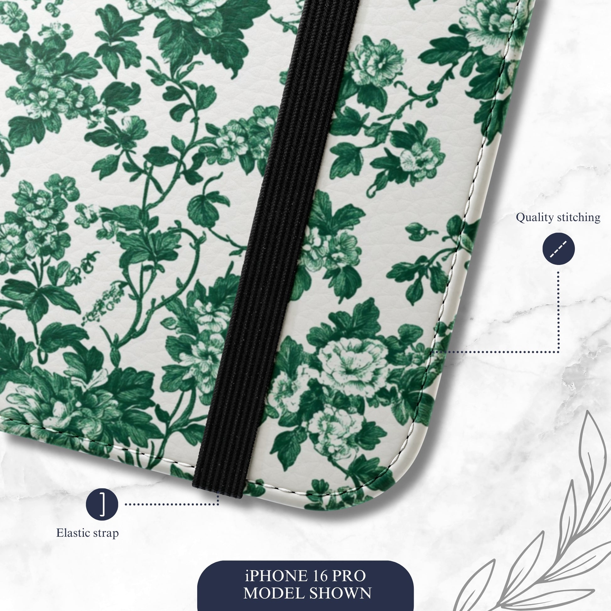 Moss Toile - iPhone Flip Case Wallet, Leather Folio Case Phone Case-aesthetic phone case-shockproof phone case-cute phone case-designer phone case-elegant phone case-luxury phone case-phone accessories-fashion accessory
