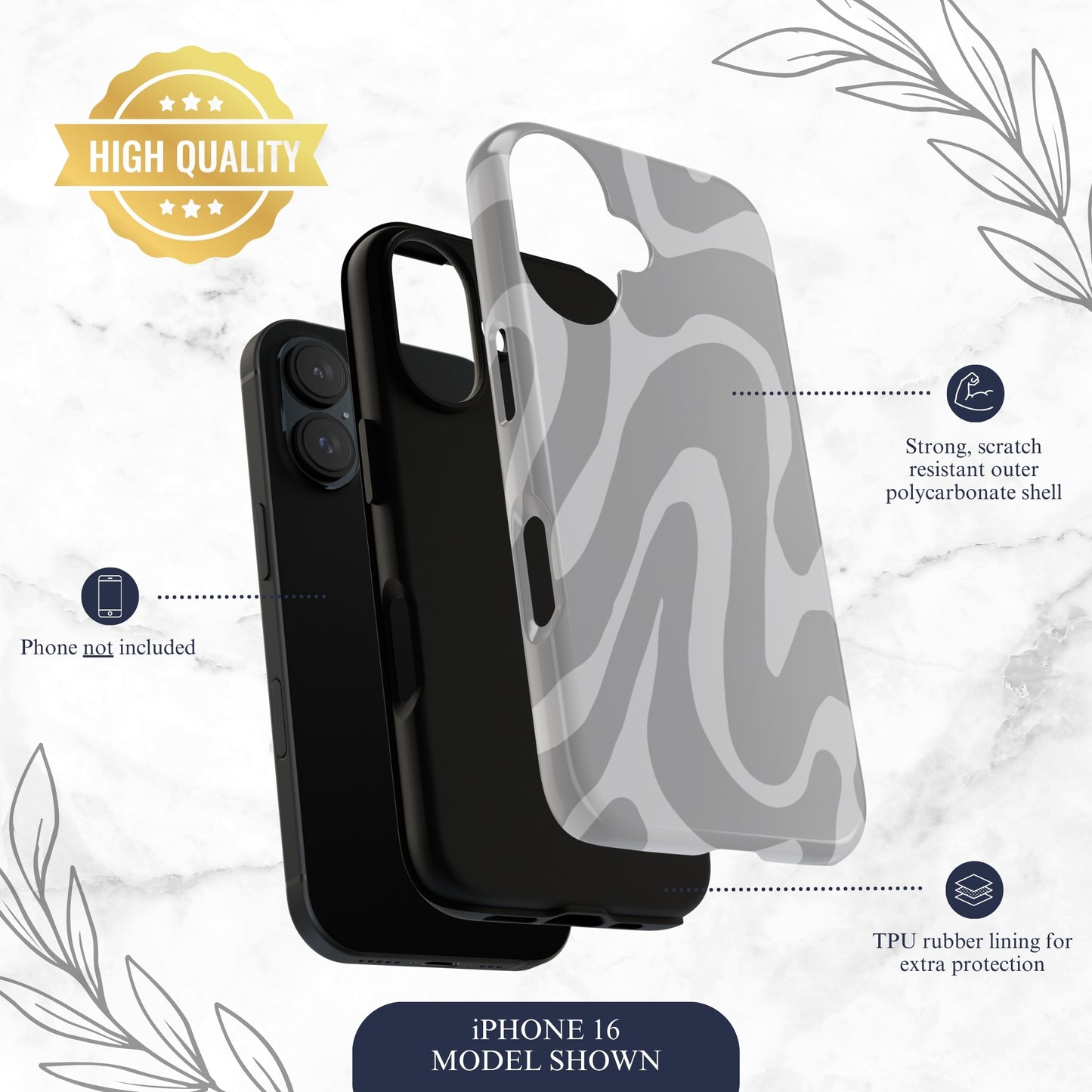 Grayscale - iPhone Case Phone Case-aesthetic phone case-shockproof phone case-cute phone case-designer phone case-elegant phone case-luxury phone case-phone accessories-fashion accessory