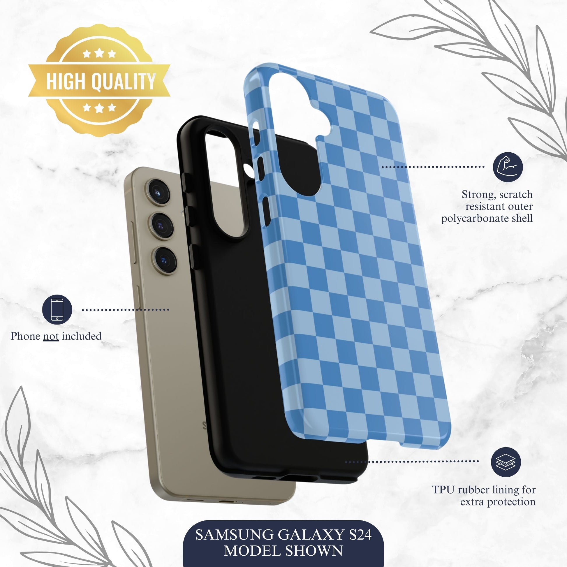 Coastal Check - Samsung Galaxy Case Phone Case-aesthetic phone case-shockproof phone case-cute phone case-designer phone case-elegant phone case-luxury phone case-phone accessories-fashion accessory