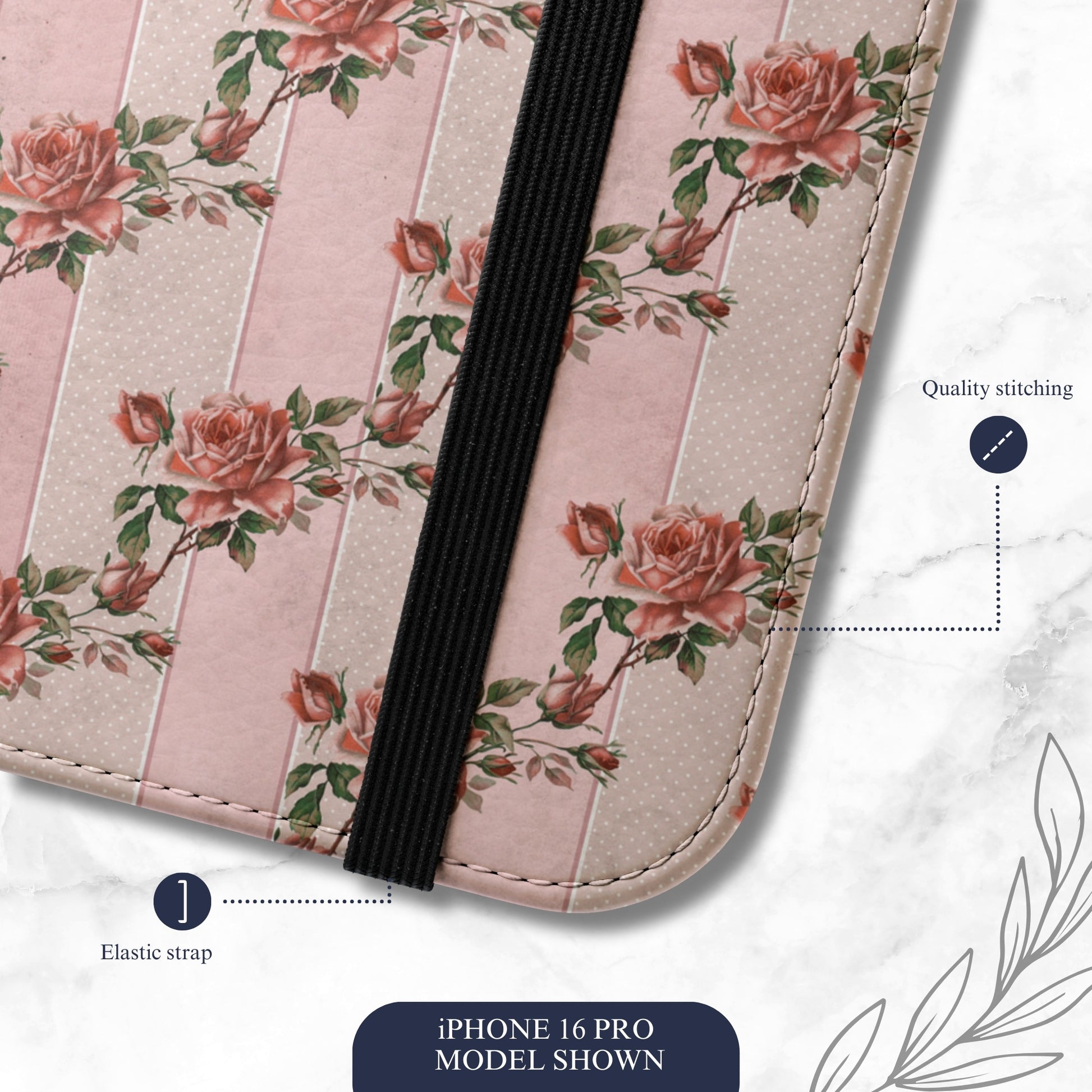 Rose Parlor - iPhone Flip Case Wallet, Leather Folio Case Phone Case-aesthetic phone case-shockproof phone case-cute phone case-designer phone case-elegant phone case-luxury phone case-phone accessories-fashion accessory