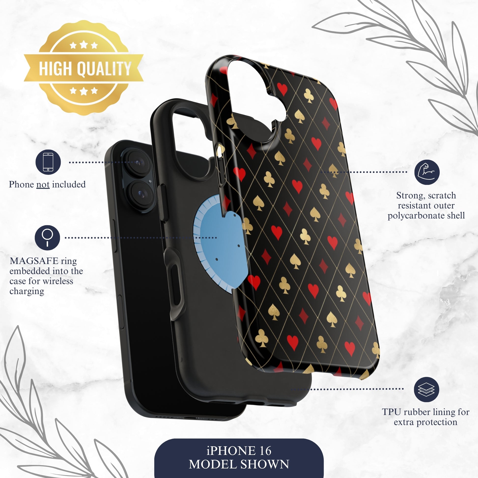 Royal Flush - Magsafe iPhone Case Phone Case-aesthetic phone case-shockproof phone case-cute phone case-designer phone case-elegant phone case-luxury phone case-phone accessories-fashion accessory