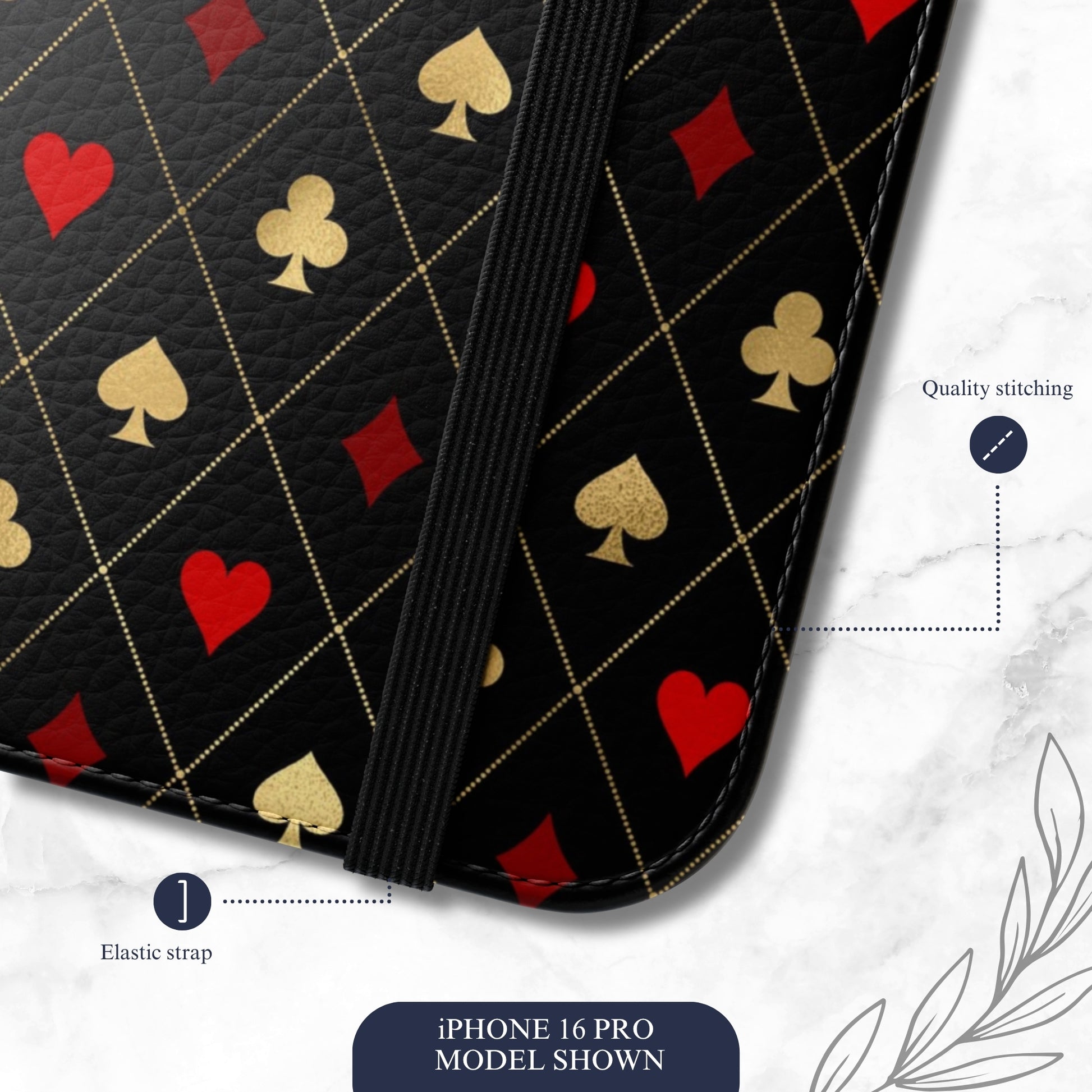 Royal Flush - iPhone Flip Case Wallet, Leather Folio Case Phone Case-aesthetic phone case-shockproof phone case-cute phone case-designer phone case-elegant phone case-luxury phone case-phone accessories-fashion accessory