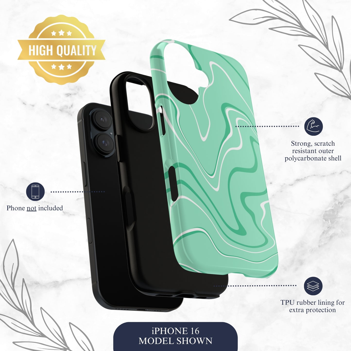 Seafoam Swish - iPhone Case Phone Case-aesthetic phone case-shockproof phone case-cute phone case-designer phone case-elegant phone case-luxury phone case-phone accessories-fashion accessory