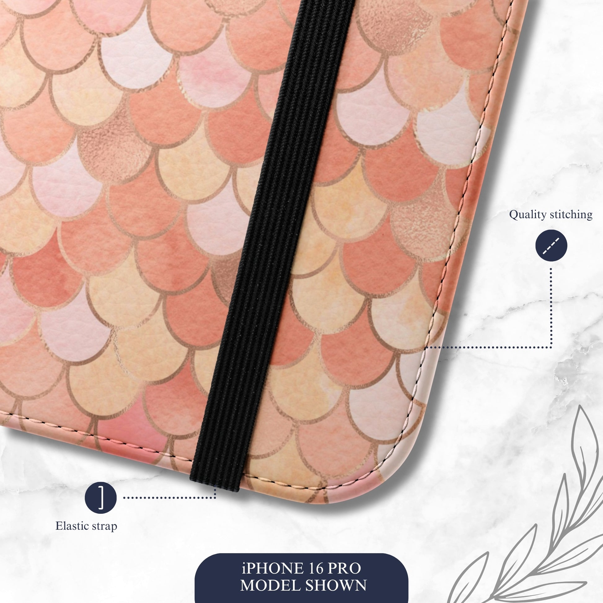 Mermaid Scales - iPhone Flip Case Wallet, Leather Folio Case Phone Case-aesthetic phone case-shockproof phone case-cute phone case-designer phone case-elegant phone case-luxury phone case-phone accessories-fashion accessory