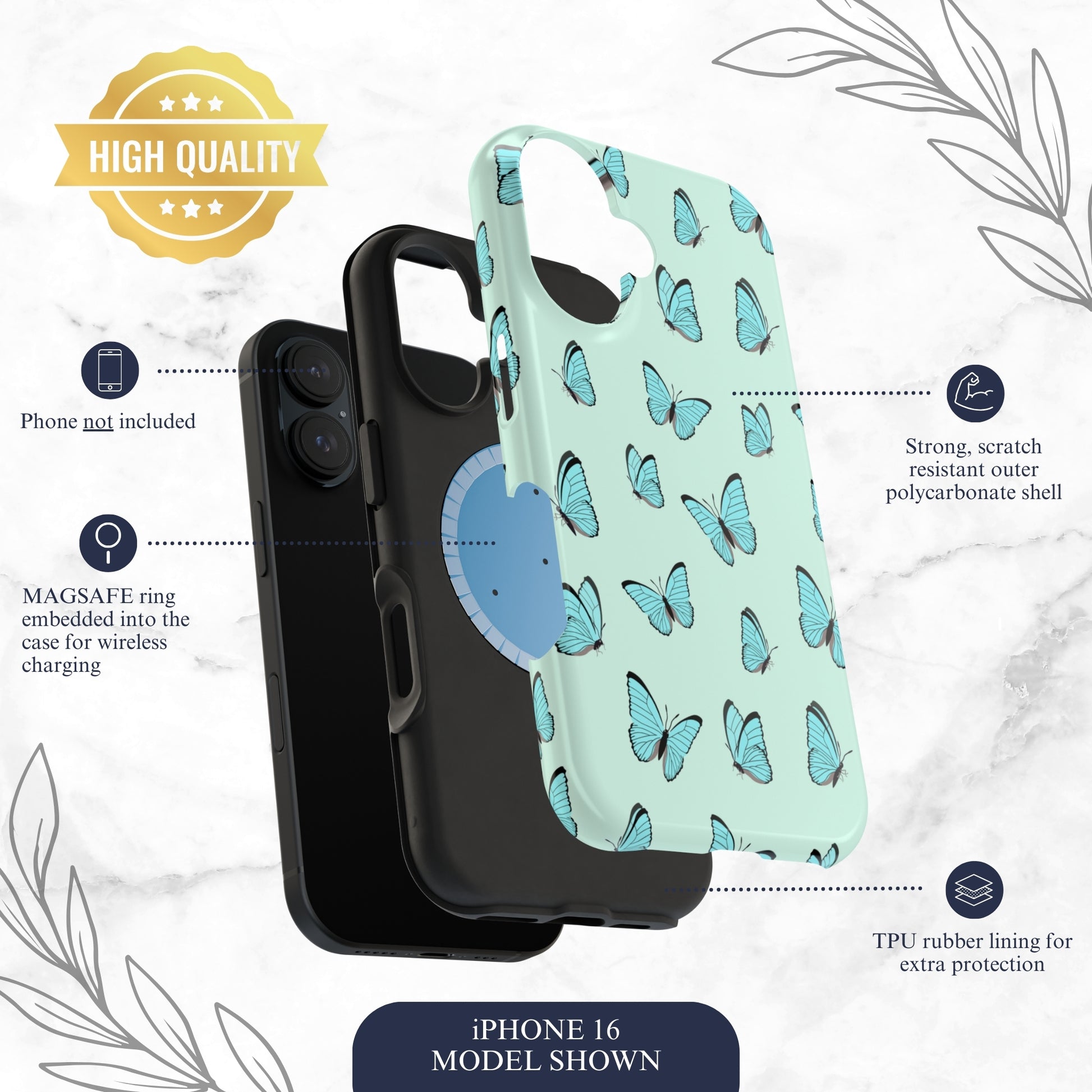 Flutter - Magsafe iPhone Case Phone Case-aesthetic phone case-shockproof phone case-cute phone case-designer phone case-elegant phone case-luxury phone case-phone accessories-fashion accessory
