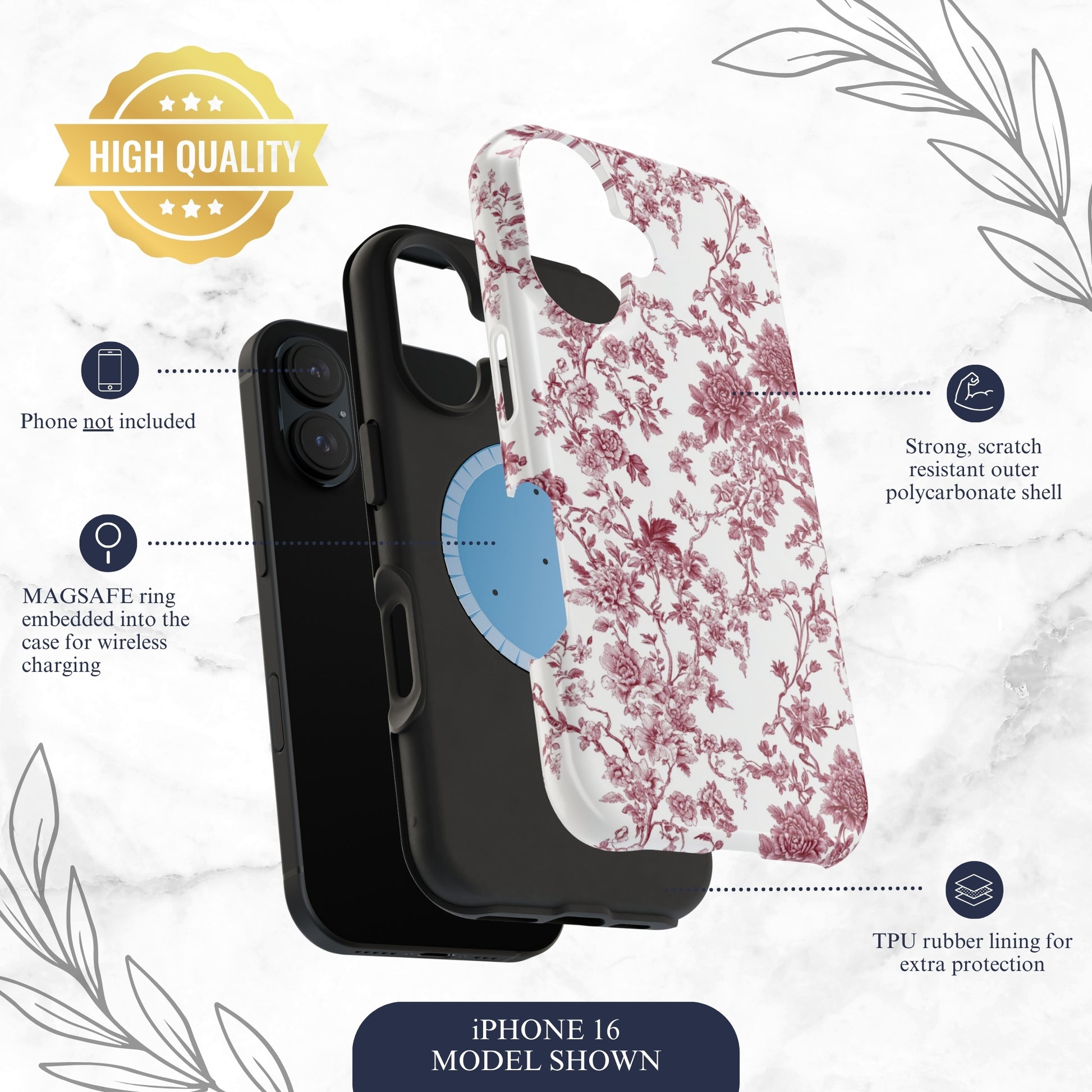 Scarlet Toile - Magsafe iPhone Case Phone Case-aesthetic phone case-shockproof phone case-cute phone case-designer phone case-elegant phone case-luxury phone case-phone accessories-fashion accessory