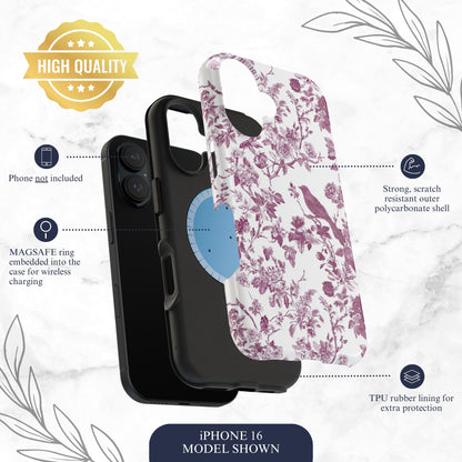 Mauve Toile - Magsafe iPhone Case Phone Case-aesthetic phone case-shockproof phone case-cute phone case-designer phone case-elegant phone case-luxury phone case-phone accessories-fashion accessory