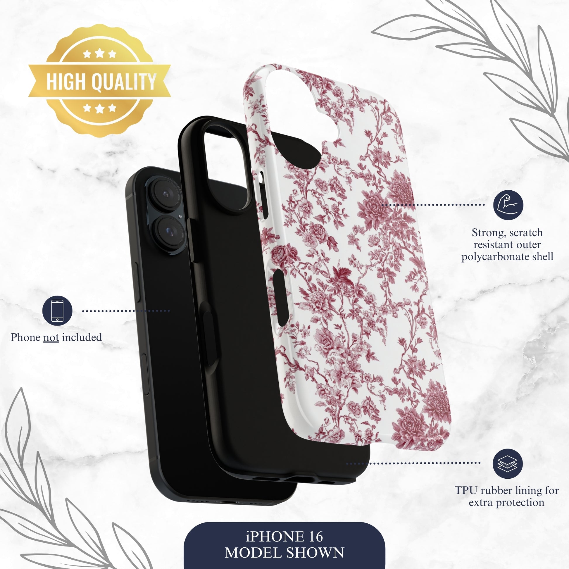 Scarlet Toile - iPhone Case Phone Case-aesthetic phone case-shockproof phone case-cute phone case-designer phone case-elegant phone case-luxury phone case-phone accessories-fashion accessory