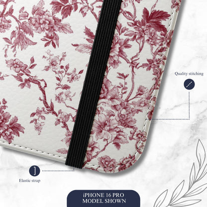 Scarlet Toile - iPhone Flip Case Wallet, Leather Folio Case Phone Case-aesthetic phone case-shockproof phone case-cute phone case-designer phone case-elegant phone case-luxury phone case-phone accessories-fashion accessory