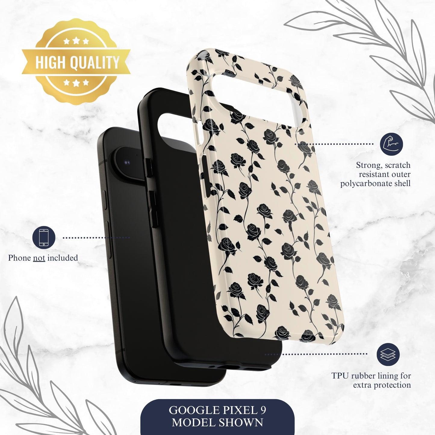 Ghost Rose - Google Pixel Case Phone Case-aesthetic phone case-shockproof phone case-cute phone case-designer phone case-elegant phone case-luxury phone case-phone accessories-fashion accessory