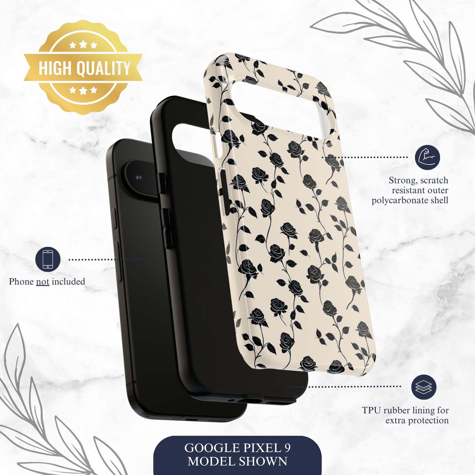 Ghost Rose - Google Pixel Case Phone Case-aesthetic phone case-shockproof phone case-cute phone case-designer phone case-elegant phone case-luxury phone case-phone accessories-fashion accessory