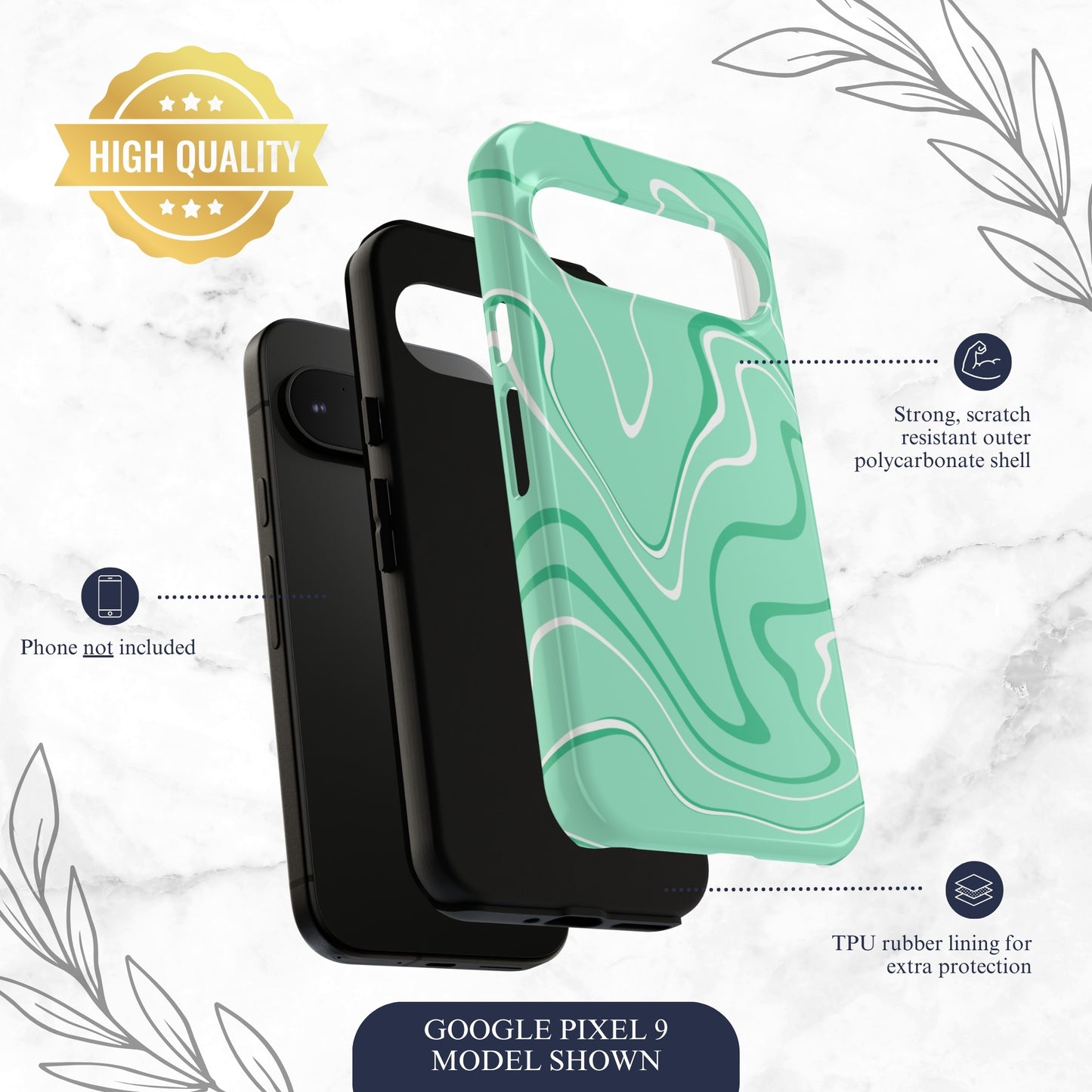 Seafoam Swish - Google Pixel Case Phone Case-aesthetic phone case-shockproof phone case-cute phone case-designer phone case-elegant phone case-luxury phone case-phone accessories-fashion accessory