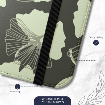 Wilted Presence - iPhone Flip Case Wallet, Leather Folio Case Phone Case-aesthetic phone case-shockproof phone case-cute phone case-designer phone case-elegant phone case-luxury phone case-phone accessories-fashion accessory