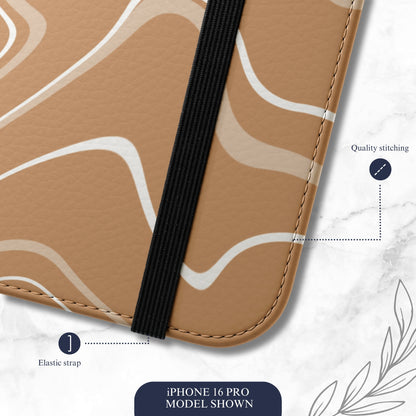 Toffee Twirl - iPhone Flip Case Wallet, Leather Folio Case Phone Case-aesthetic phone case-shockproof phone case-cute phone case-designer phone case-elegant phone case-luxury phone case-phone accessories-fashion accessory