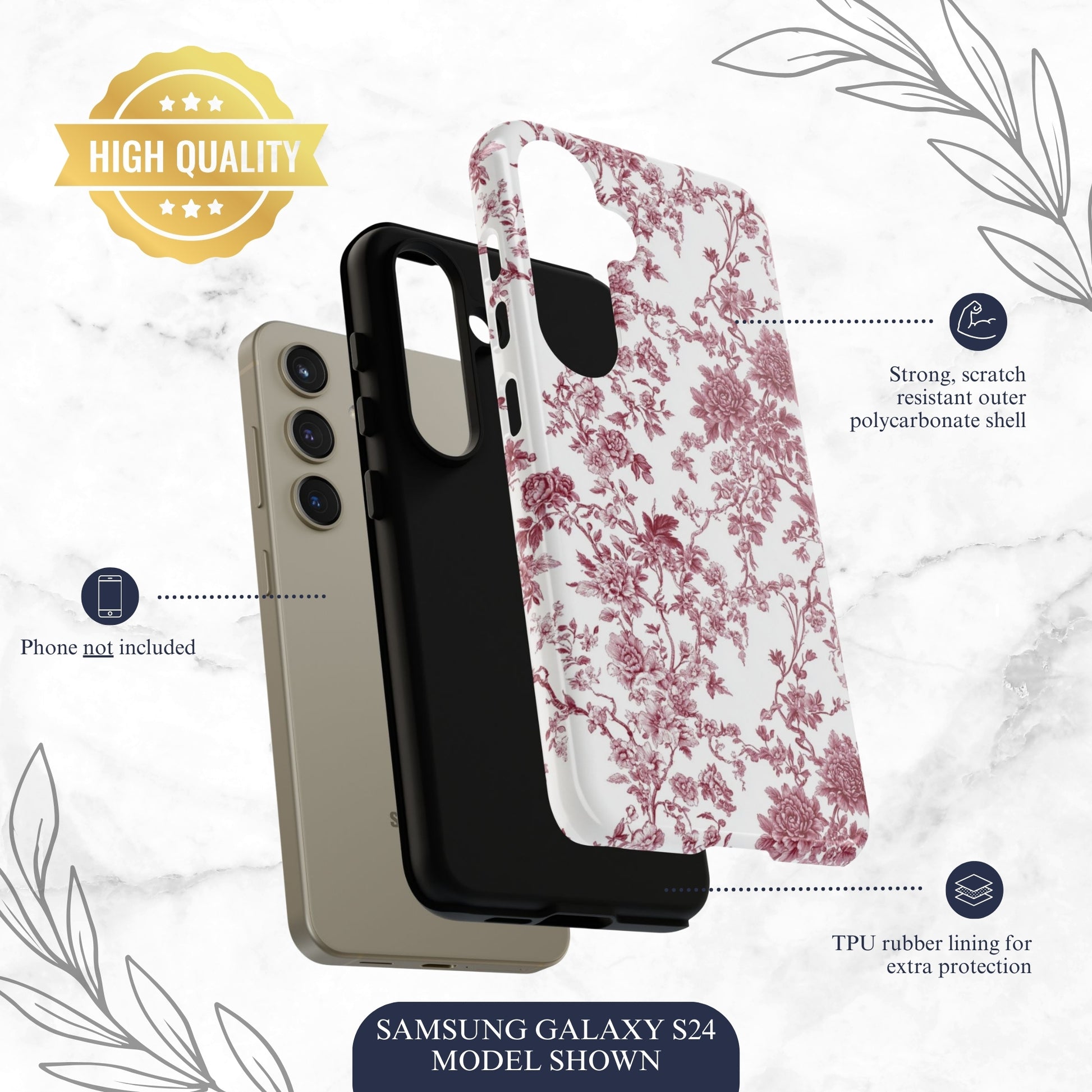 Scarlet Toile - Samsung Galaxy Case Phone Case-aesthetic phone case-shockproof phone case-cute phone case-designer phone case-elegant phone case-luxury phone case-phone accessories-fashion accessory