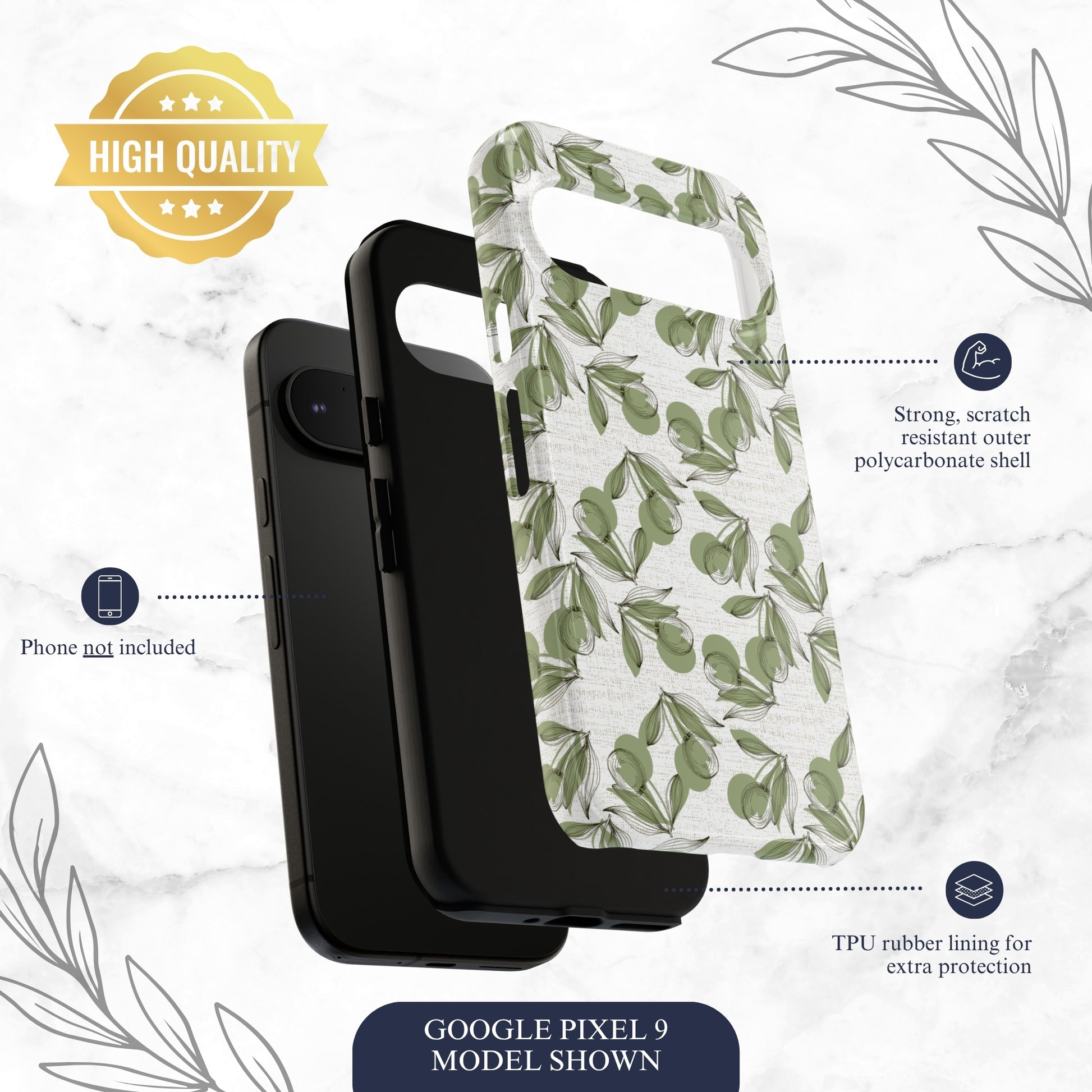 Olive Branch - Google Pixel Case Phone Case-aesthetic phone case-shockproof phone case-cute phone case-designer phone case-elegant phone case-luxury phone case-phone accessories-fashion accessory