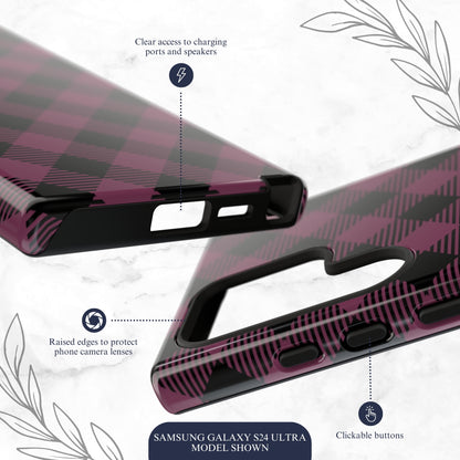 Plum Plaid - Samsung Galaxy Case Phone Case-aesthetic phone case-shockproof phone case-cute phone case-designer phone case-elegant phone case-luxury phone case-phone accessories-fashion accessory