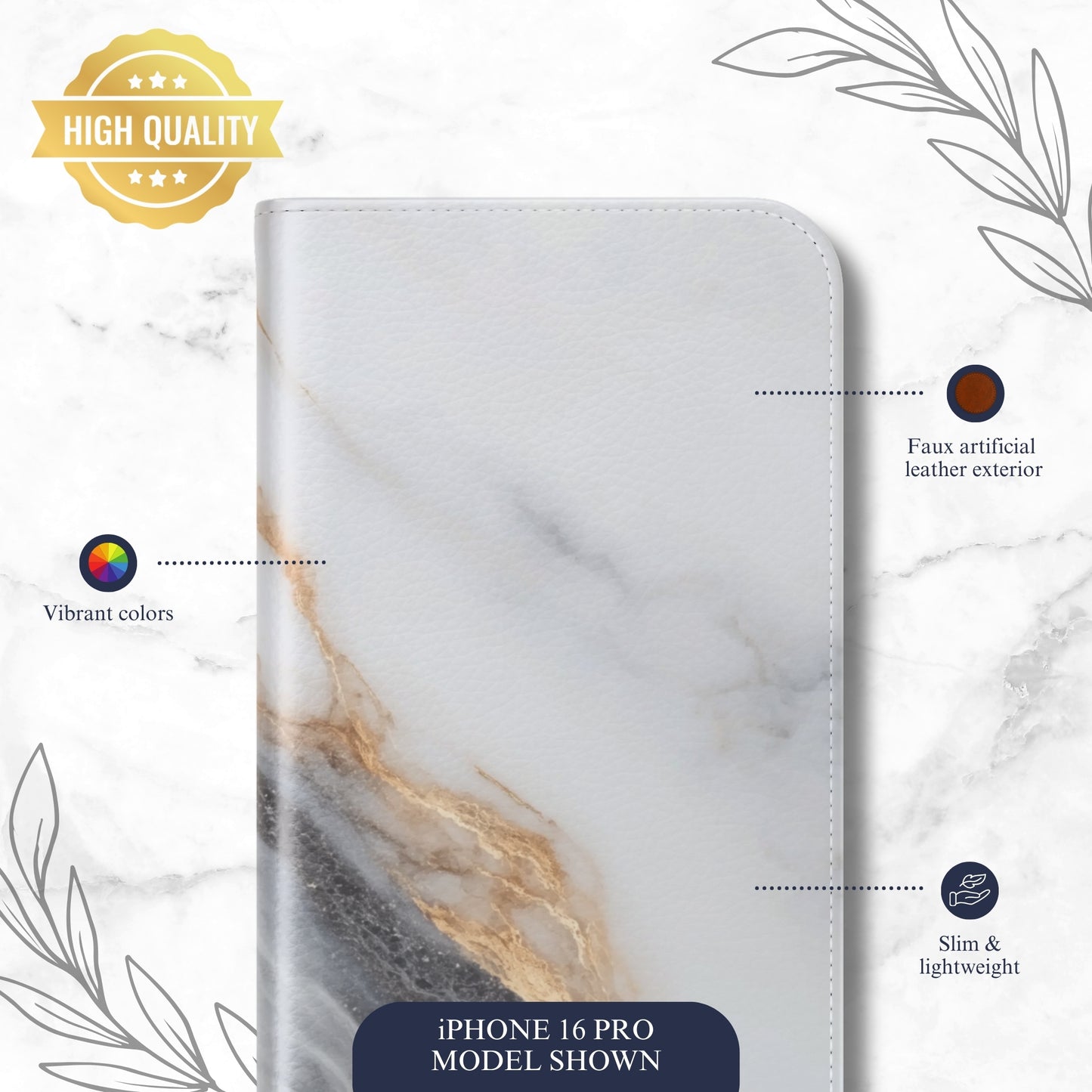 Ivory - iPhone Flip Case Wallet, Leather Folio Case Phone Case-aesthetic phone case-shockproof phone case-cute phone case-designer phone case-elegant phone case-luxury phone case-phone accessories-fashion accessory