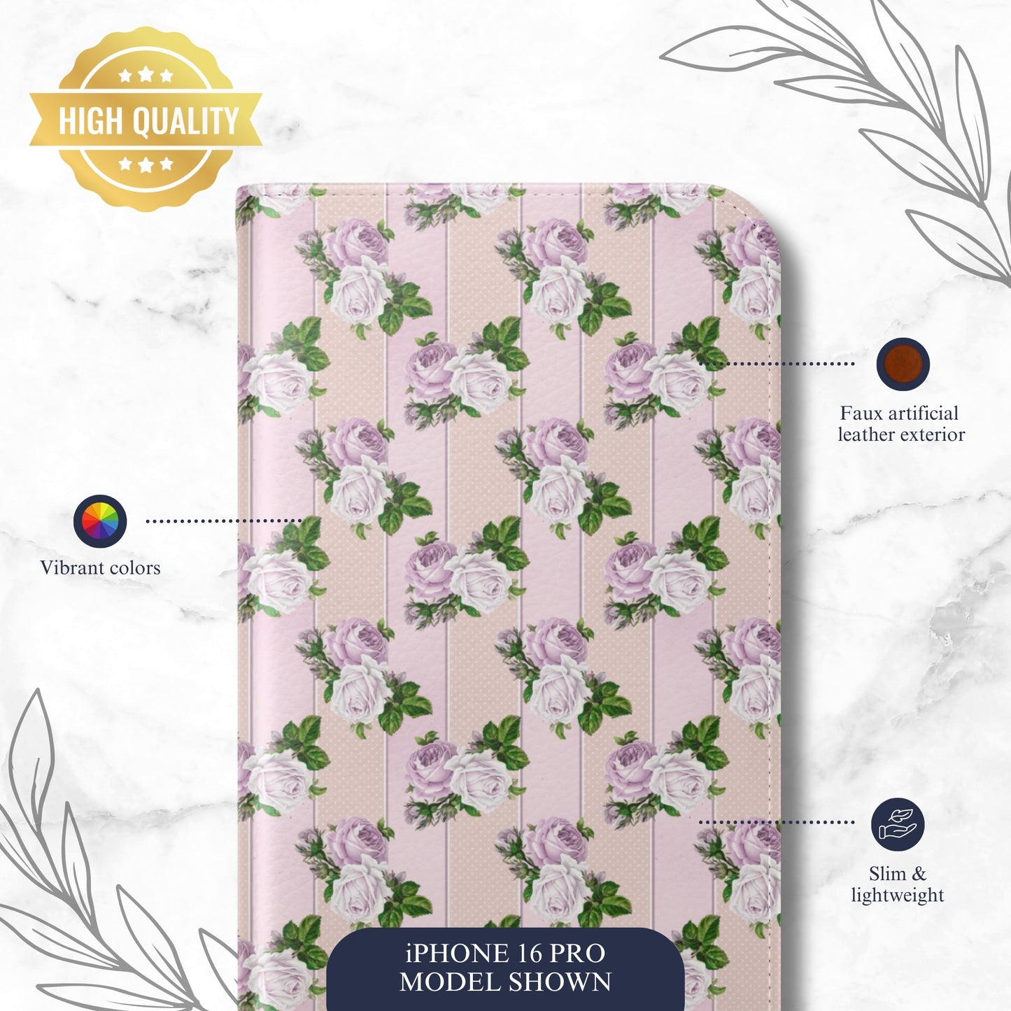 Softly Spoken - iPhone Flip Case Wallet, Leather Folio Case Phone Case-aesthetic phone case-shockproof phone case-cute phone case-designer phone case-elegant phone case-luxury phone case-phone accessories-fashion accessory