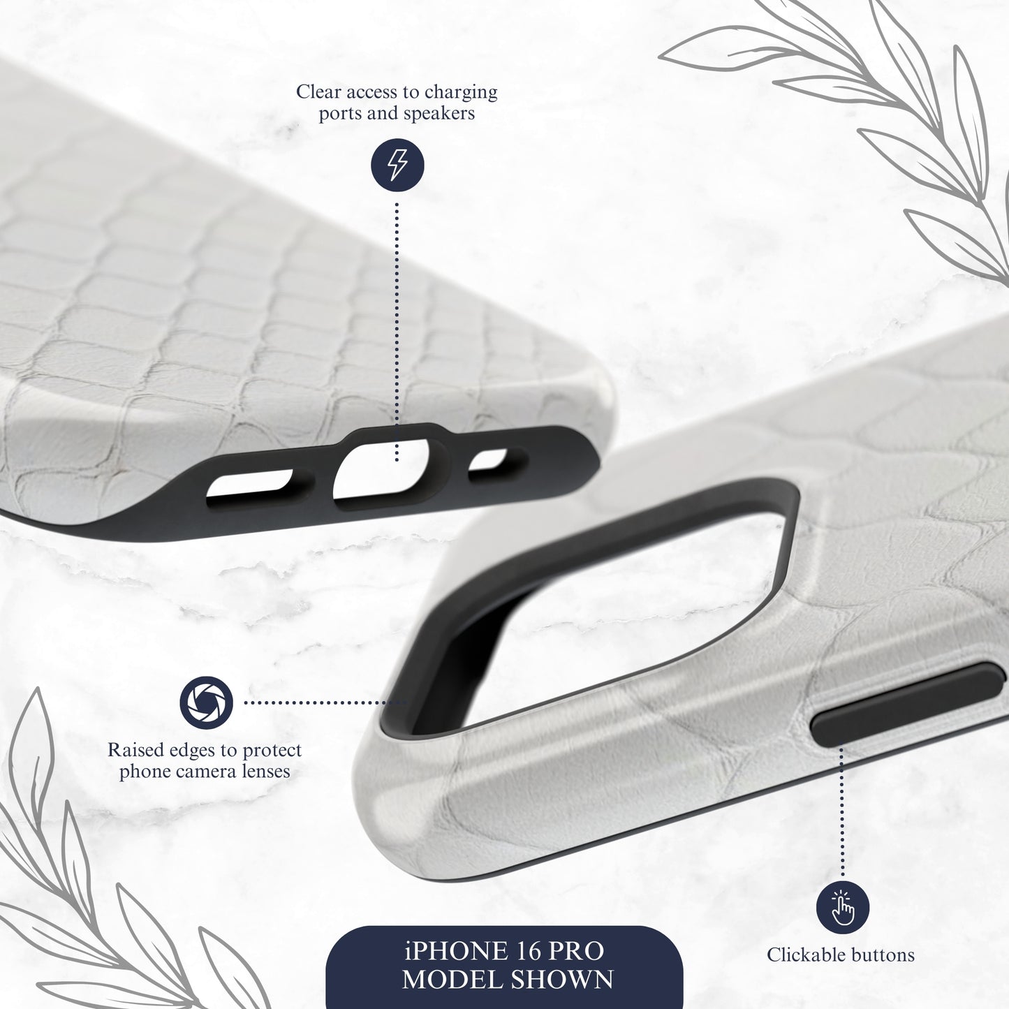 White Serpent - Magsafe iPhone Case Phone Case-aesthetic phone case-shockproof phone case-cute phone case-designer phone case-elegant phone case-luxury phone case-phone accessories-fashion accessory
