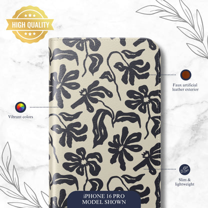 Ink - iPhone Flip Case Wallet, Leather Folio Case Phone Case-aesthetic phone case-shockproof phone case-cute phone case-designer phone case-elegant phone case-luxury phone case-phone accessories-fashion accessory