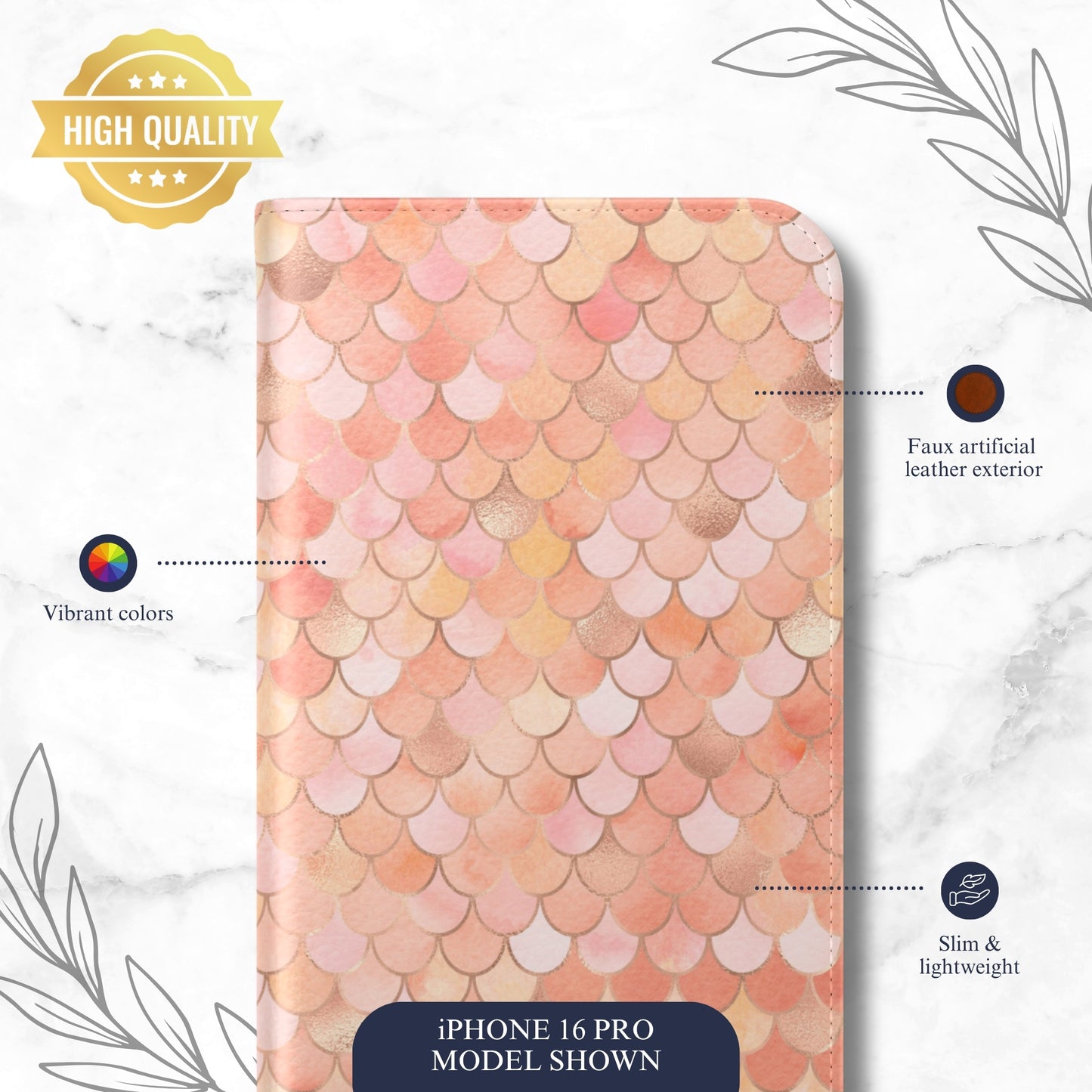 Mermaid Scales - iPhone Flip Case Wallet, Leather Folio Case Phone Case-aesthetic phone case-shockproof phone case-cute phone case-designer phone case-elegant phone case-luxury phone case-phone accessories-fashion accessory
