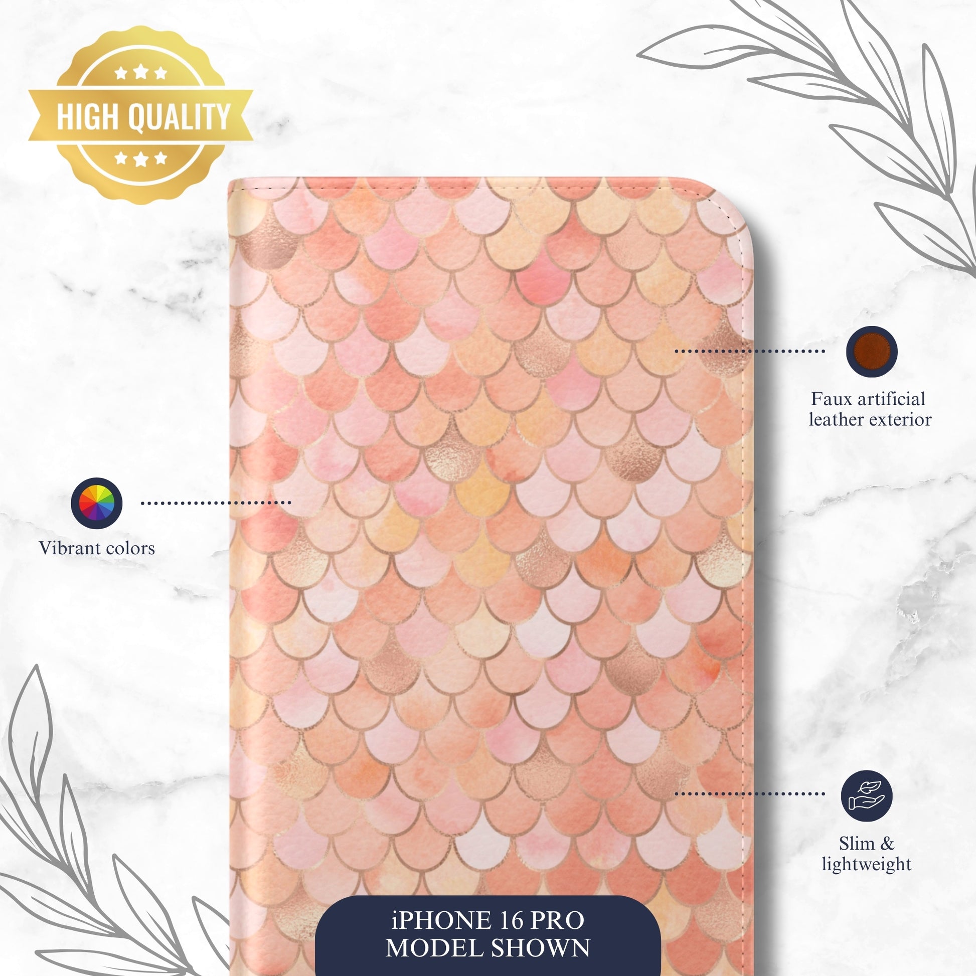 Mermaid Scales - iPhone Flip Case Wallet, Leather Folio Case Phone Case-aesthetic phone case-shockproof phone case-cute phone case-designer phone case-elegant phone case-luxury phone case-phone accessories-fashion accessory