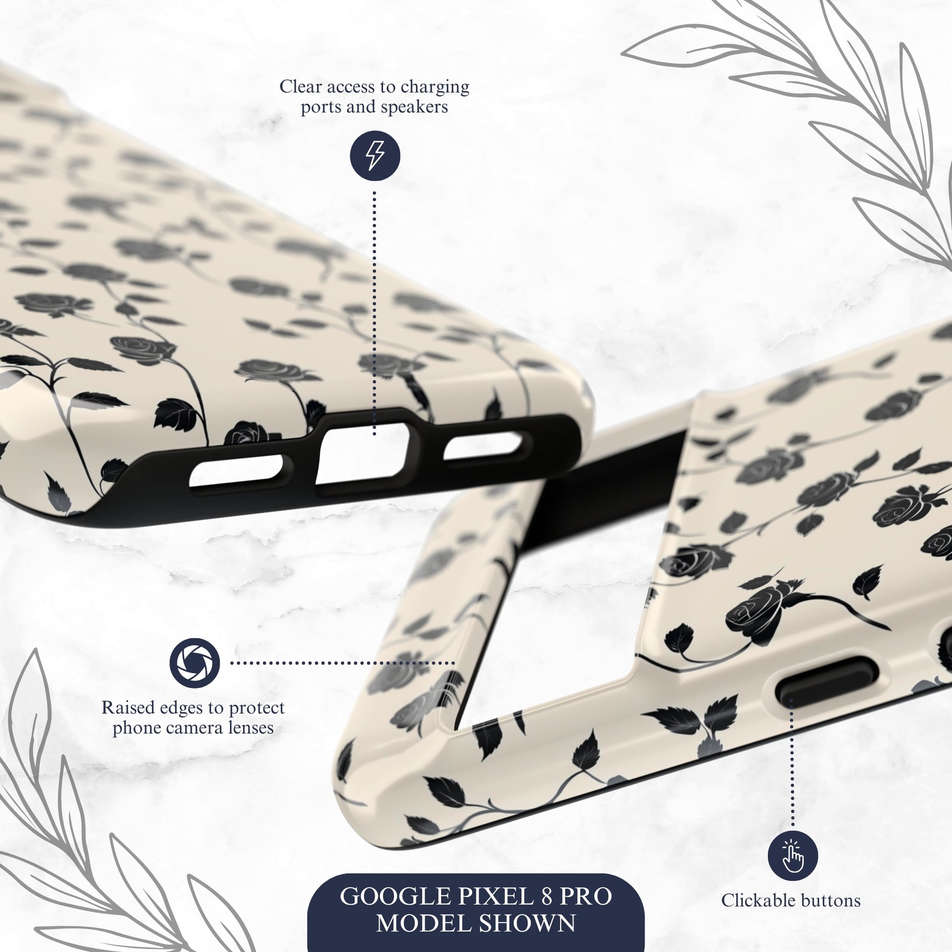 Ghost Rose - Google Pixel Case Phone Case-aesthetic phone case-shockproof phone case-cute phone case-designer phone case-elegant phone case-luxury phone case-phone accessories-fashion accessory