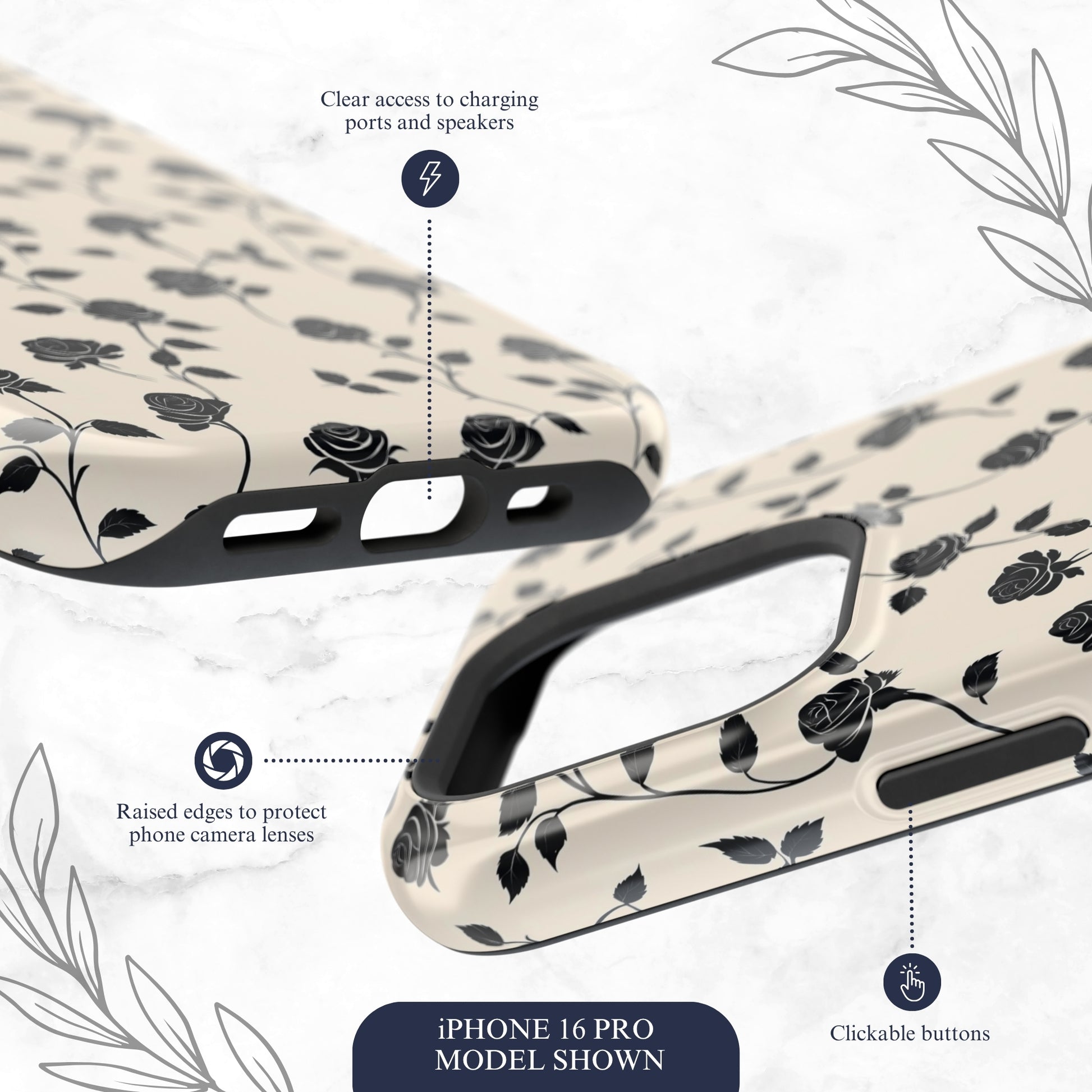 Ghost Rose - Magsafe iPhone Case Phone Case-aesthetic phone case-shockproof phone case-cute phone case-designer phone case-elegant phone case-luxury phone case-phone accessories-fashion accessory