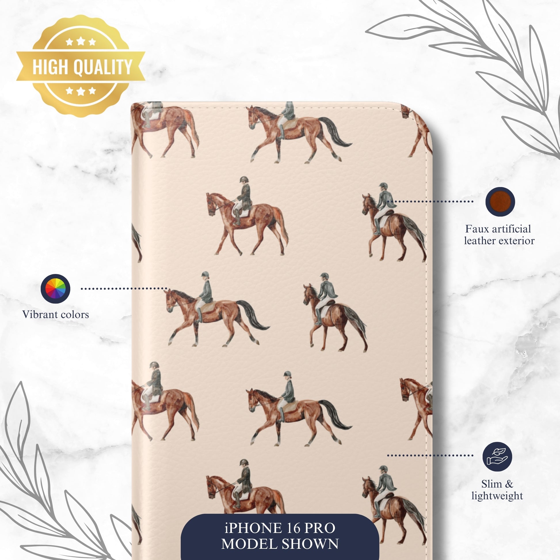 Graceful Gallop - iPhone Flip Case Wallet, Leather Folio Case Phone Case-aesthetic phone case-shockproof phone case-cute phone case-designer phone case-elegant phone case-luxury phone case-phone accessories-fashion accessory