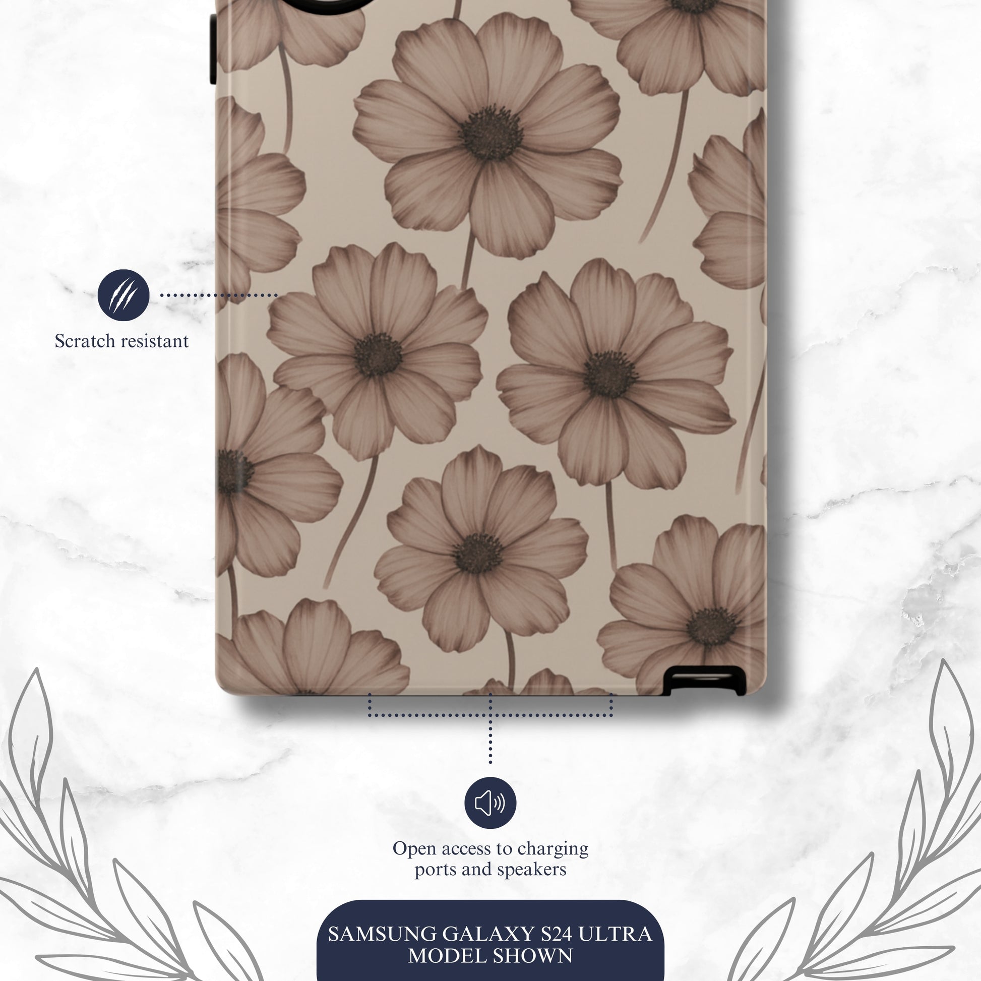 Sepia Bloom - Samsung Galaxy Case Phone Case-aesthetic phone case-shockproof phone case-cute phone case-designer phone case-elegant phone case-luxury phone case-phone accessories-fashion accessory