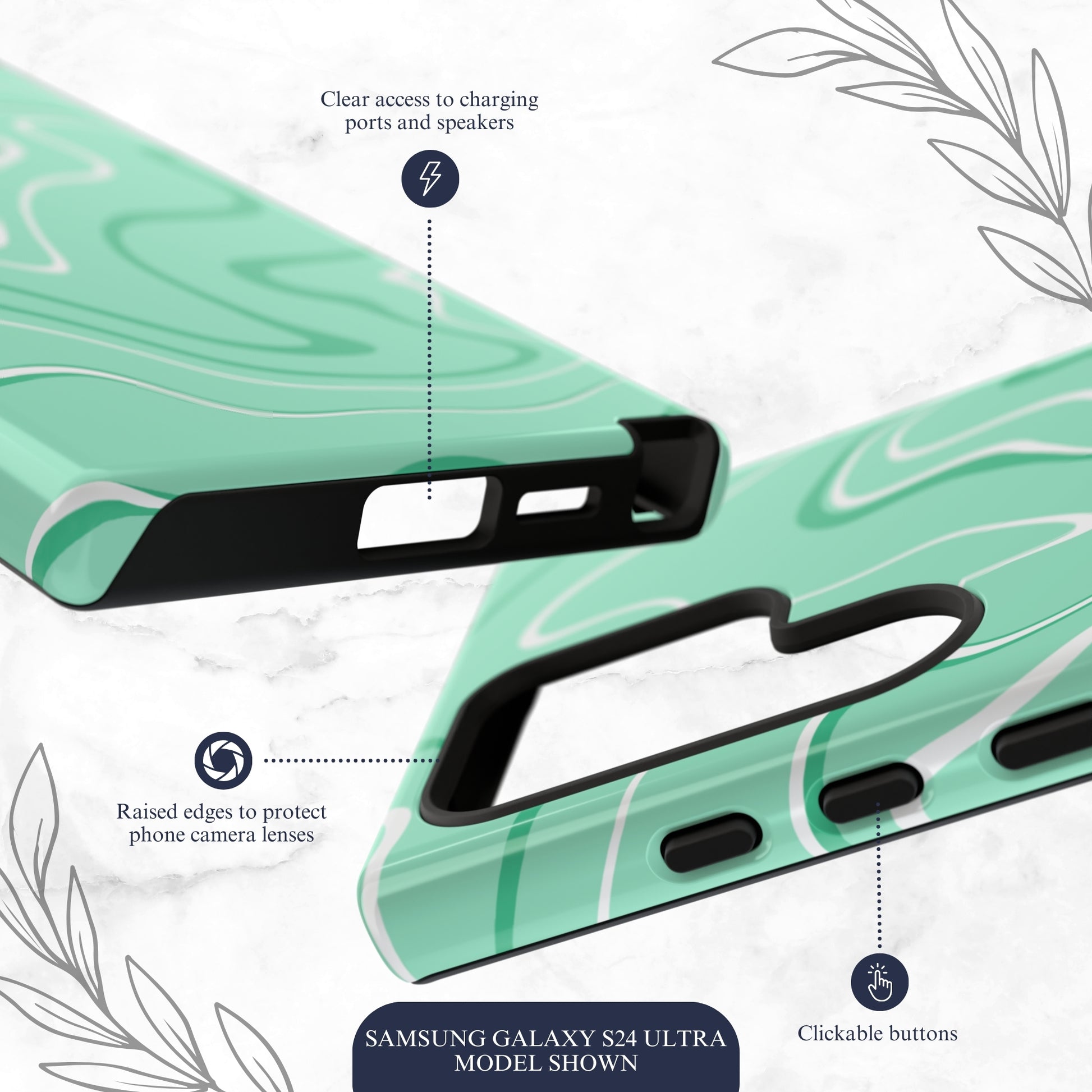 Seafoam Swish - Samsung Galaxy Case Phone Case-aesthetic phone case-shockproof phone case-cute phone case-designer phone case-elegant phone case-luxury phone case-phone accessories-fashion accessory