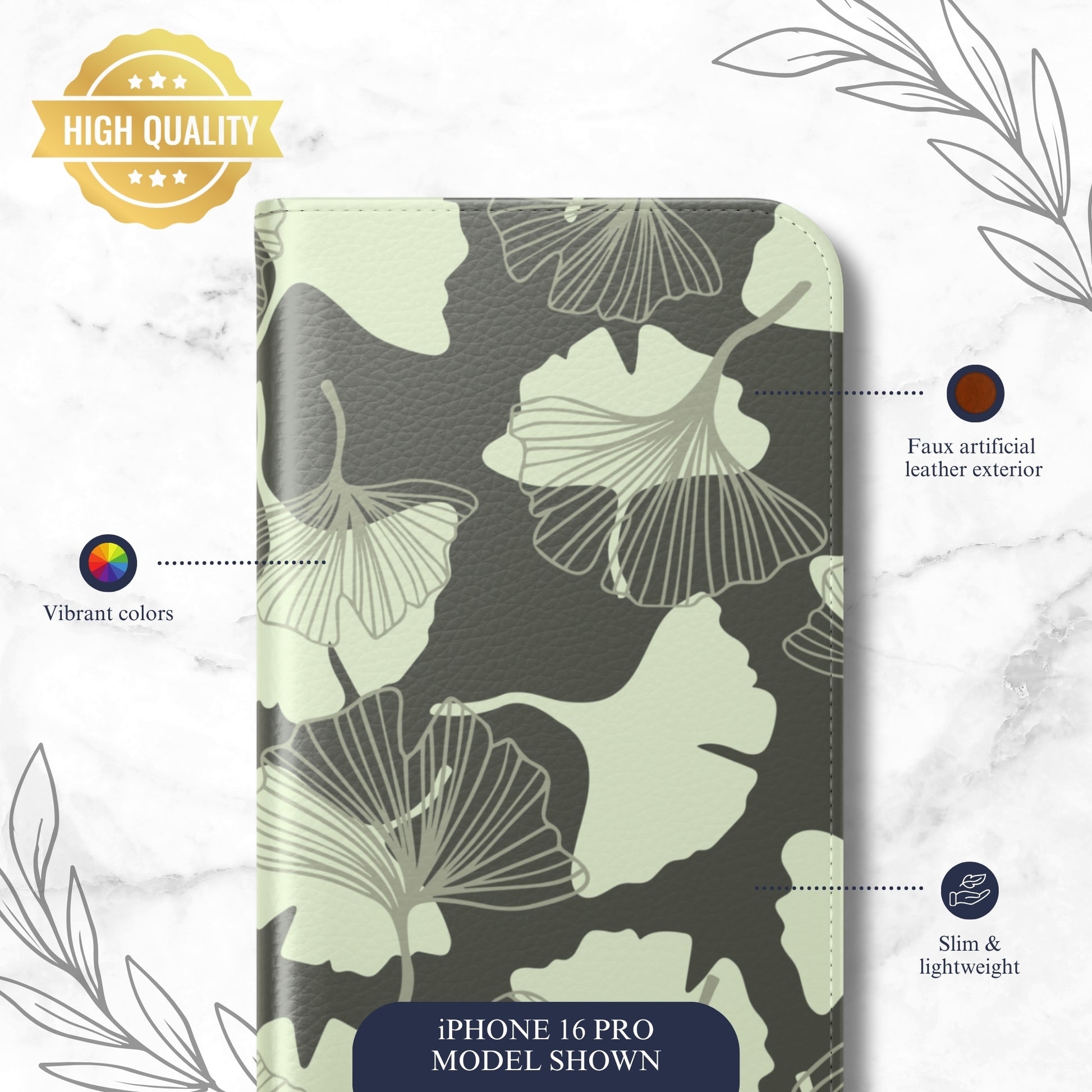Wilted Presence - iPhone Flip Case Wallet, Leather Folio Case Phone Case-aesthetic phone case-shockproof phone case-cute phone case-designer phone case-elegant phone case-luxury phone case-phone accessories-fashion accessory