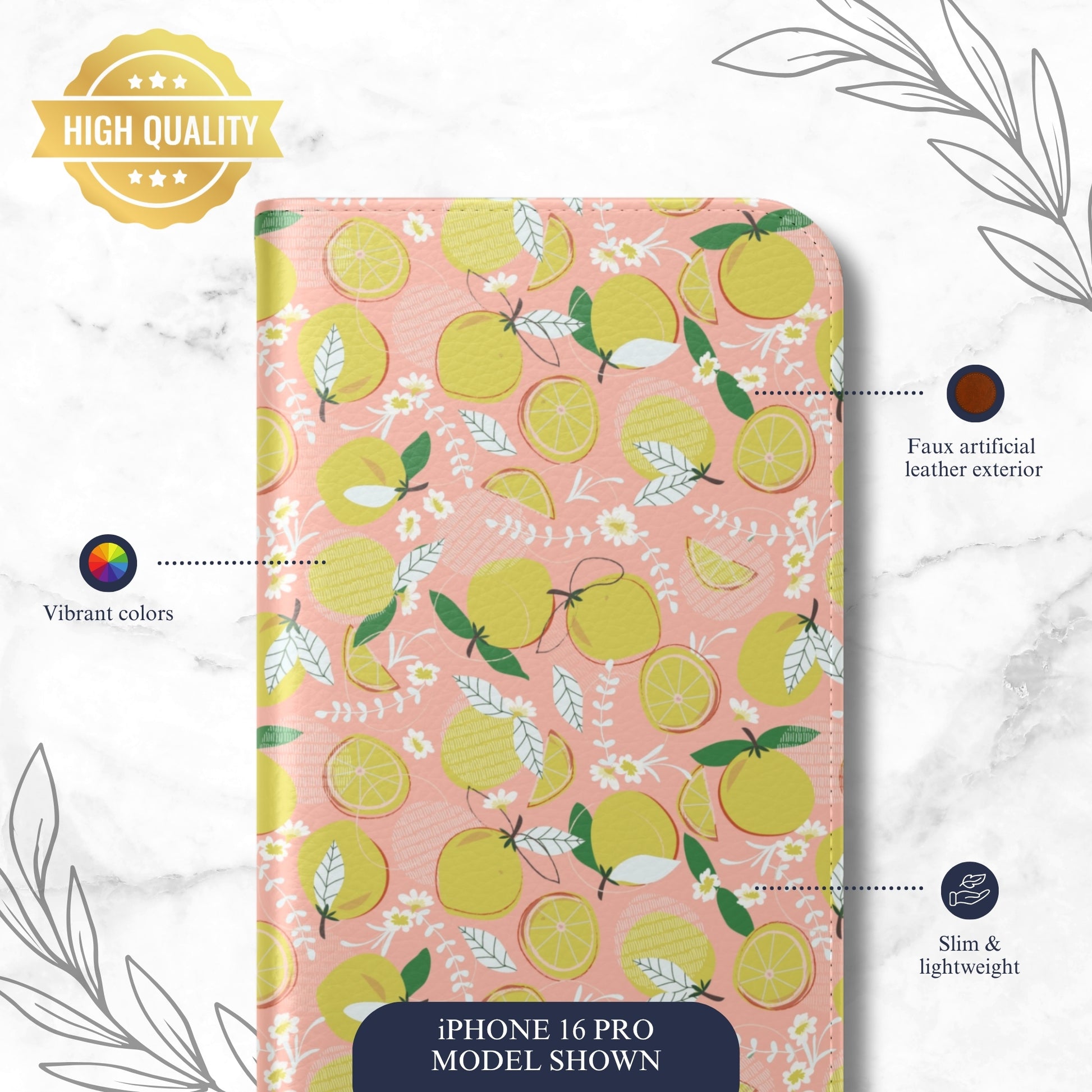 Pink Lemonade - iPhone Flip Case Wallet, Leather Folio Case Phone Case-aesthetic phone case-shockproof phone case-cute phone case-designer phone case-elegant phone case-luxury phone case-phone accessories-fashion accessory