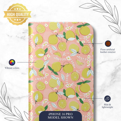 Pink Lemonade - iPhone Flip Case Wallet, Leather Folio Case Phone Case-aesthetic phone case-shockproof phone case-cute phone case-designer phone case-elegant phone case-luxury phone case-phone accessories-fashion accessory