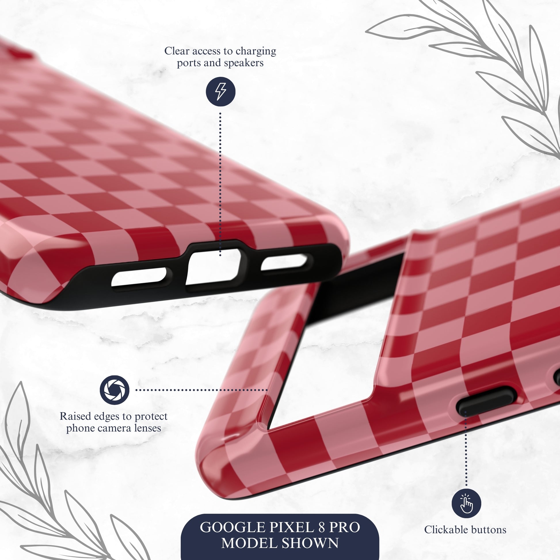 Crimson Check - Google Pixel Case Phone Case-aesthetic phone case-shockproof phone case-cute phone case-designer phone case-elegant phone case-luxury phone case-phone accessories-fashion accessory