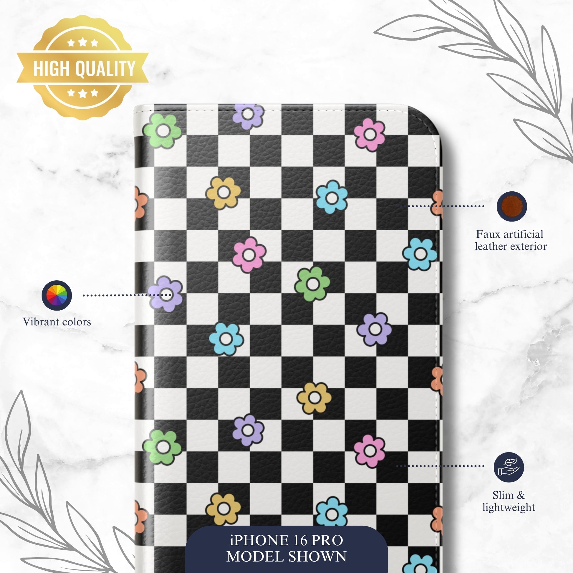 Check Mate - iPhone Flip Case Wallet, Leather Folio Case Phone Case-aesthetic phone case-shockproof phone case-cute phone case-designer phone case-elegant phone case-luxury phone case-phone accessories-fashion accessory