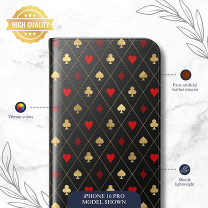 Royal Flush - iPhone Flip Case Wallet, Leather Folio Case Phone Case-aesthetic phone case-shockproof phone case-cute phone case-designer phone case-elegant phone case-luxury phone case-phone accessories-fashion accessory