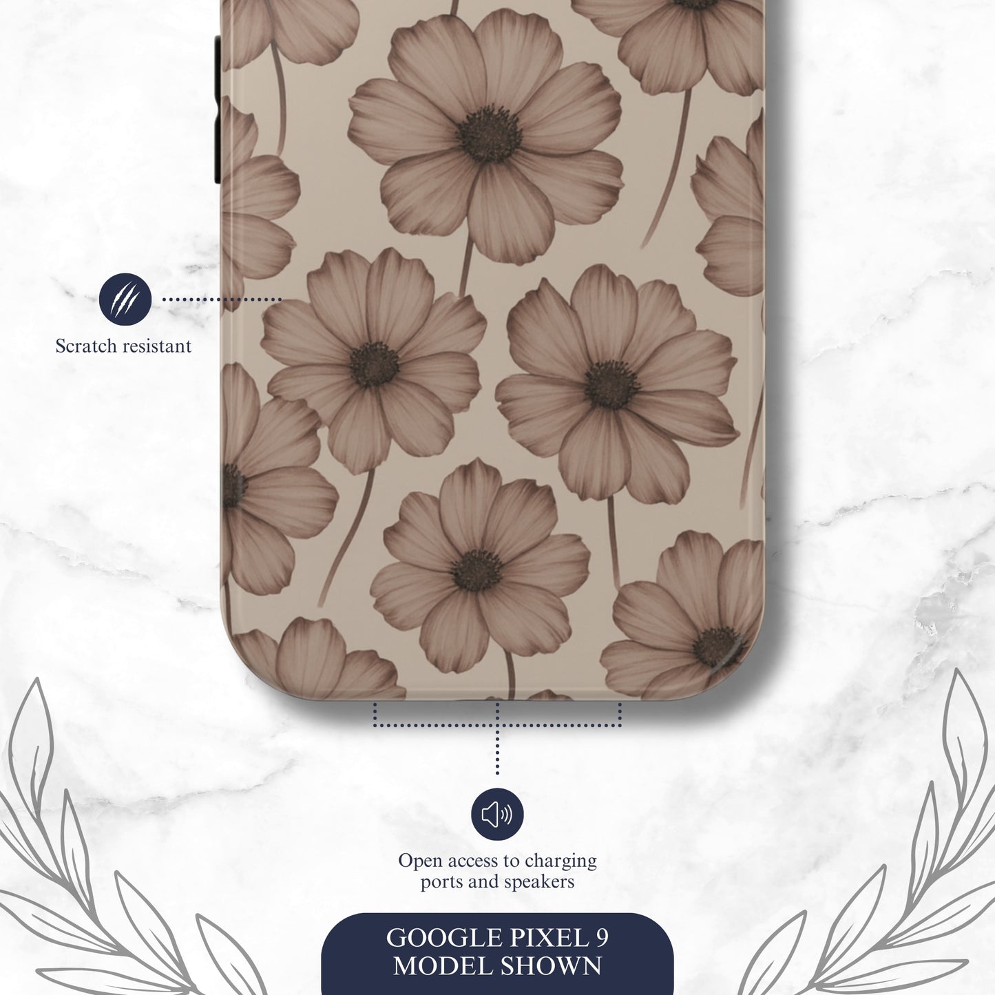Sepia Bloom - Google Pixel Case Phone Case-aesthetic phone case-shockproof phone case-cute phone case-designer phone case-elegant phone case-luxury phone case-phone accessories-fashion accessory