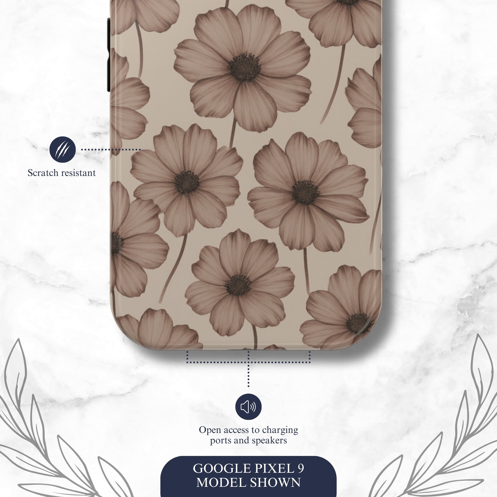 Sepia Bloom - Google Pixel Case Phone Case-aesthetic phone case-shockproof phone case-cute phone case-designer phone case-elegant phone case-luxury phone case-phone accessories-fashion accessory